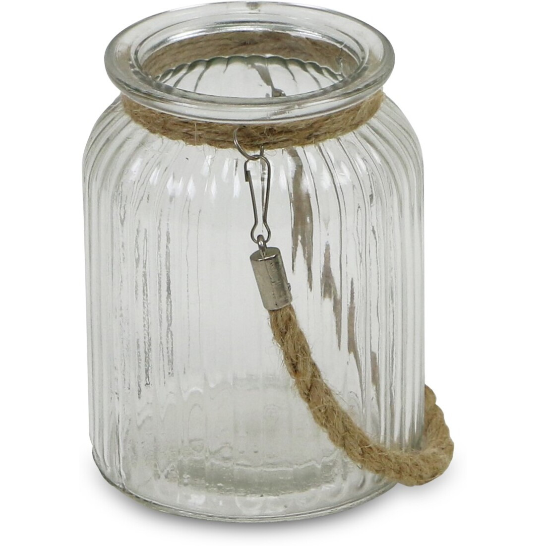 Golena Ribbed Round Jar with Rope Wrapped Neck