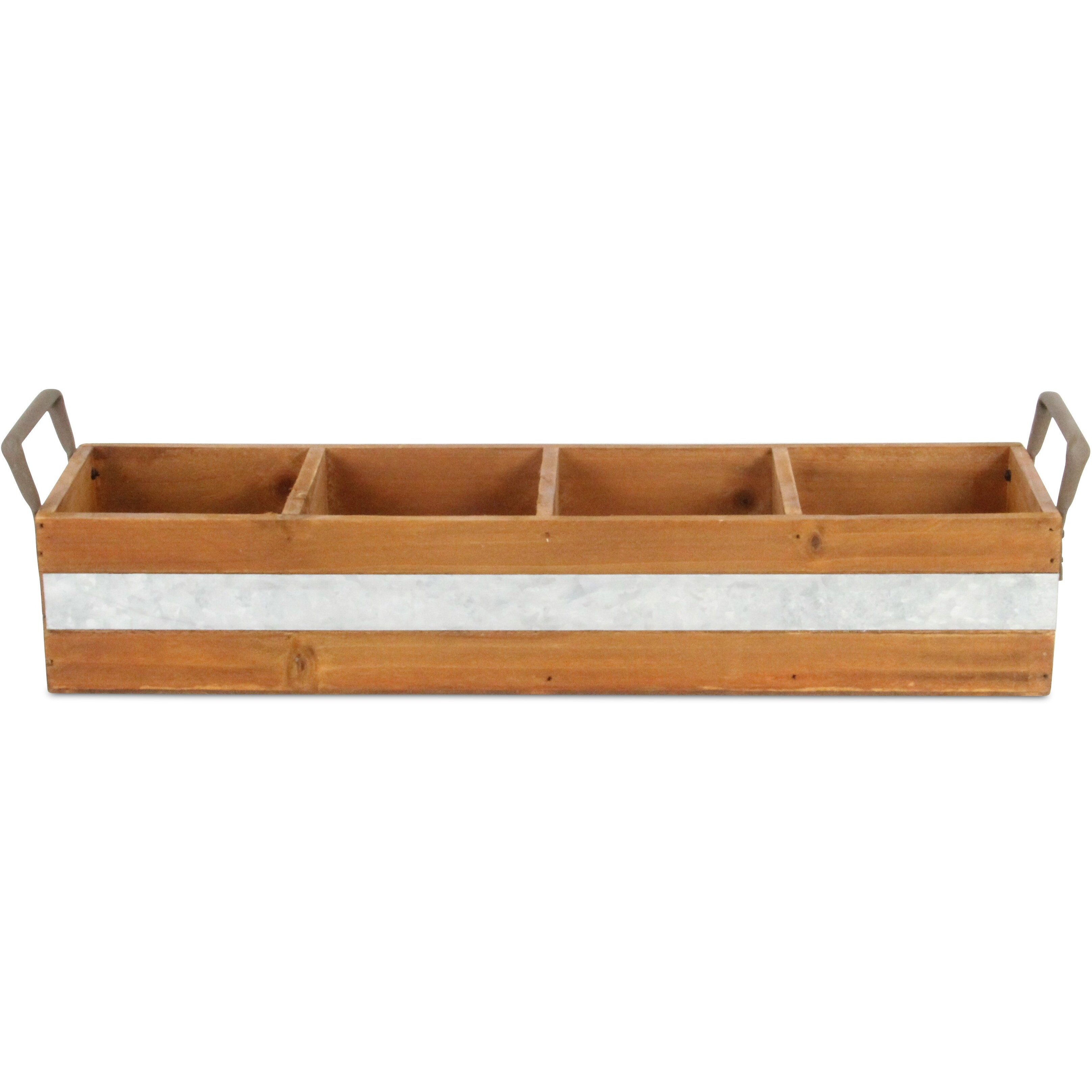 Reid Wooden 4 Slot Storage Caddy - Brown