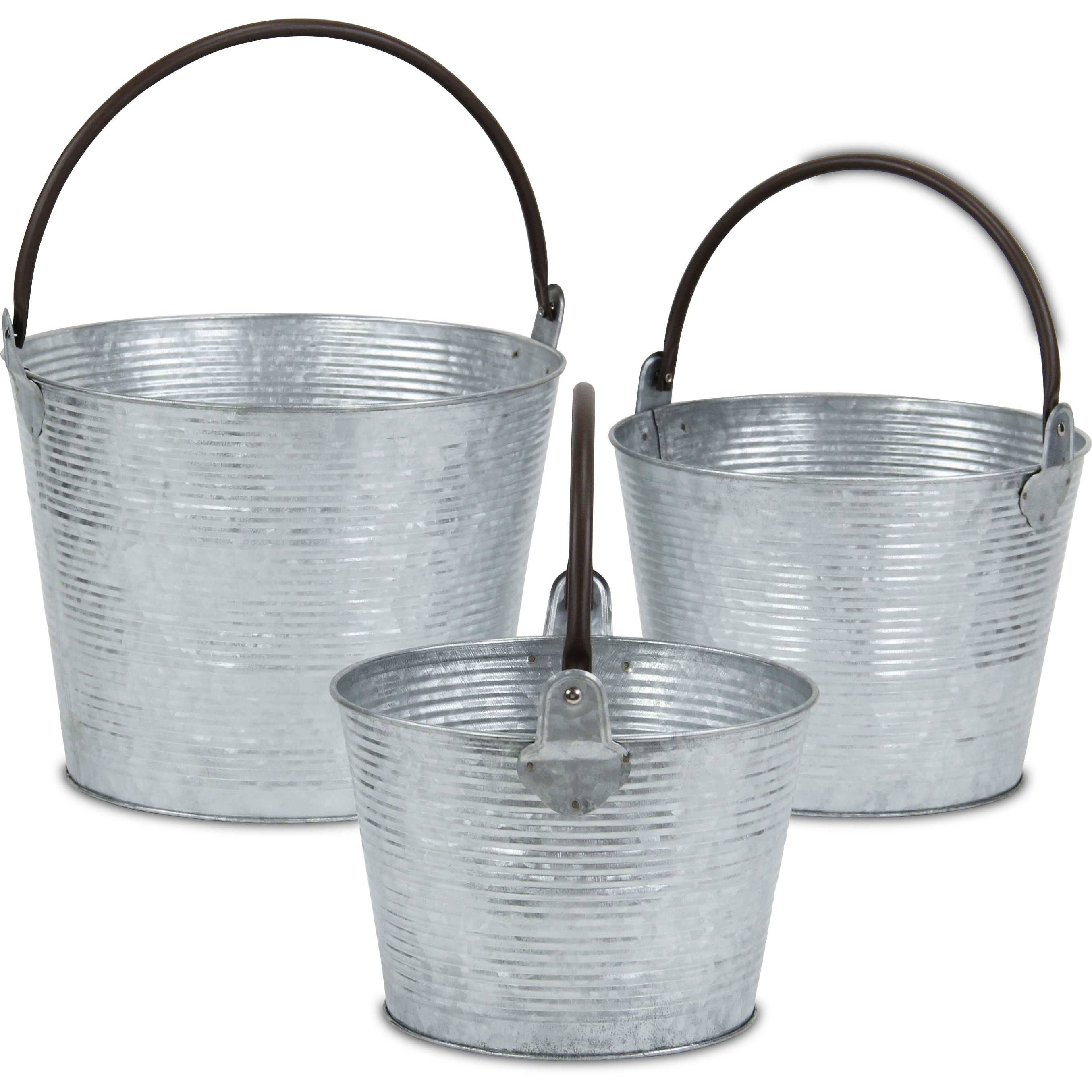 Georgina Set of 3 Ridged Tapered Metal Buckets