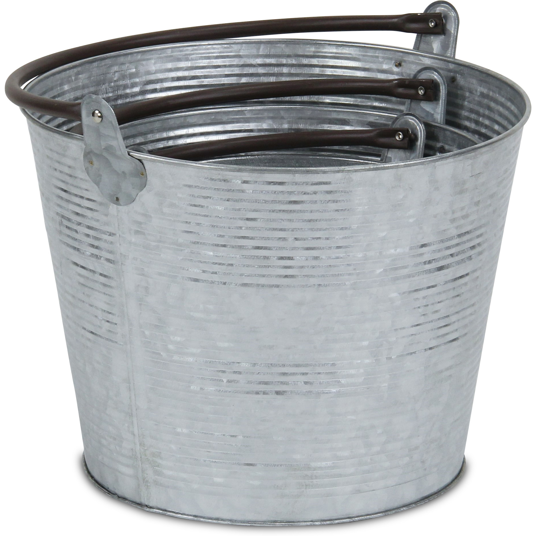 Georgina Set of 3 Ridged Tapered Metal Buckets