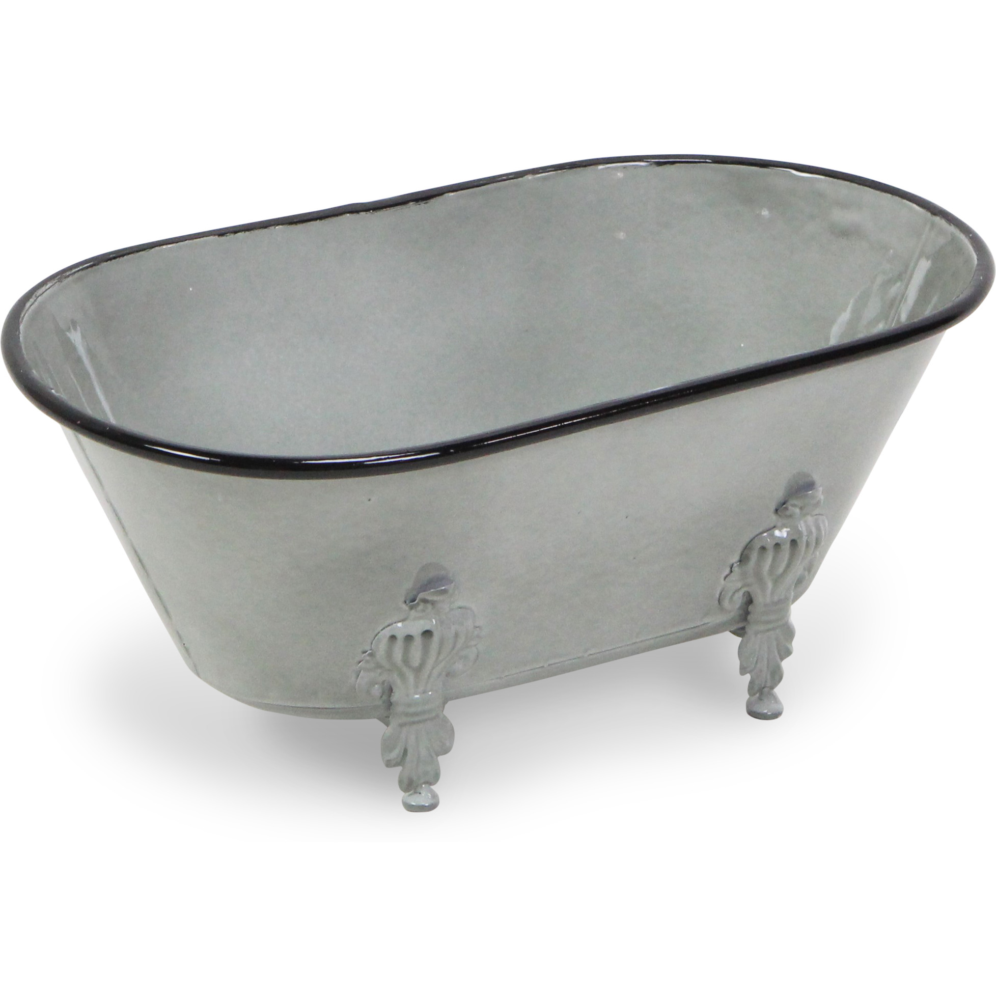 Lavande Metal Fleur-de-Lis Tub Decor - Large - Gray