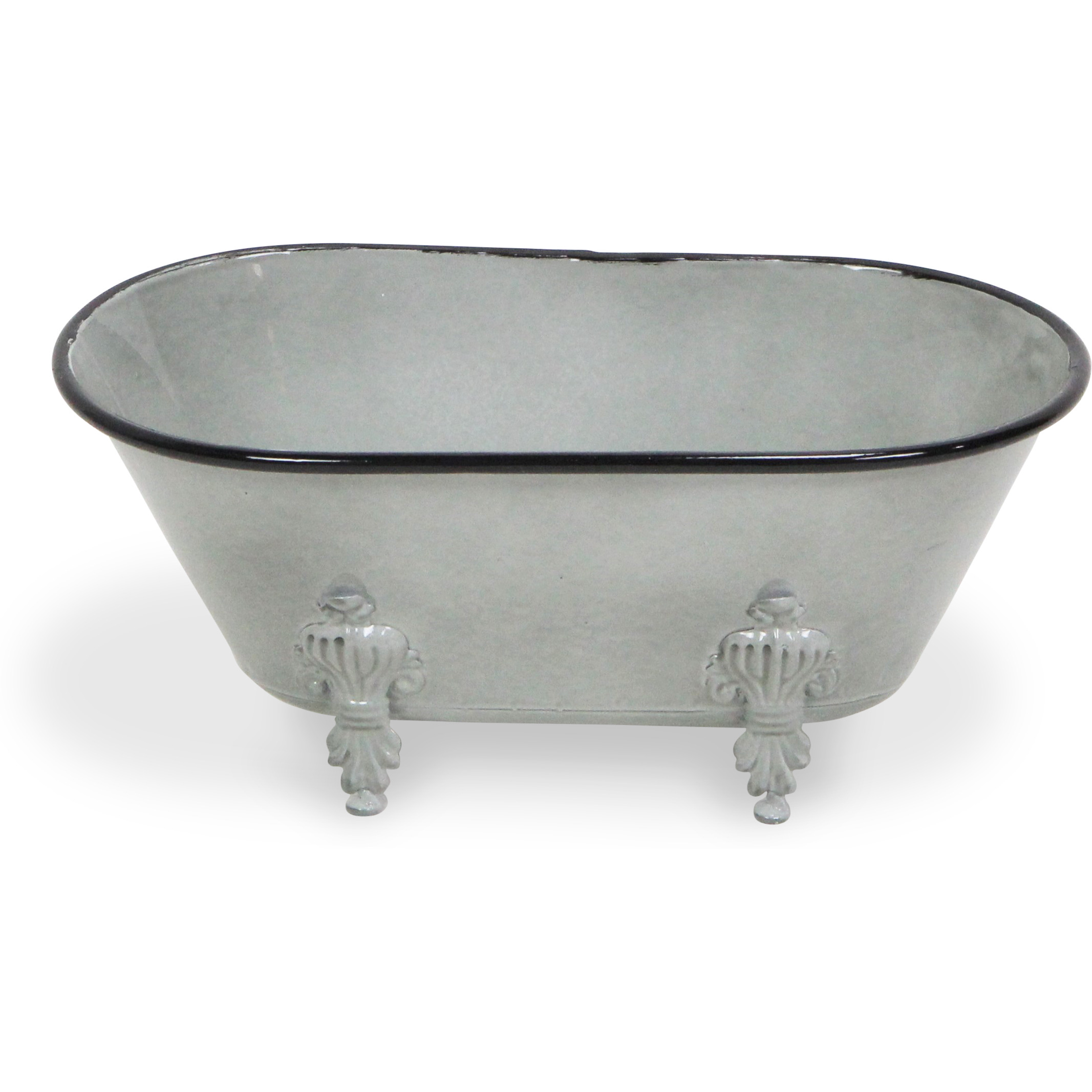 Lavande Metal Fleur-de-Lis Tub Decor - Large - Gray