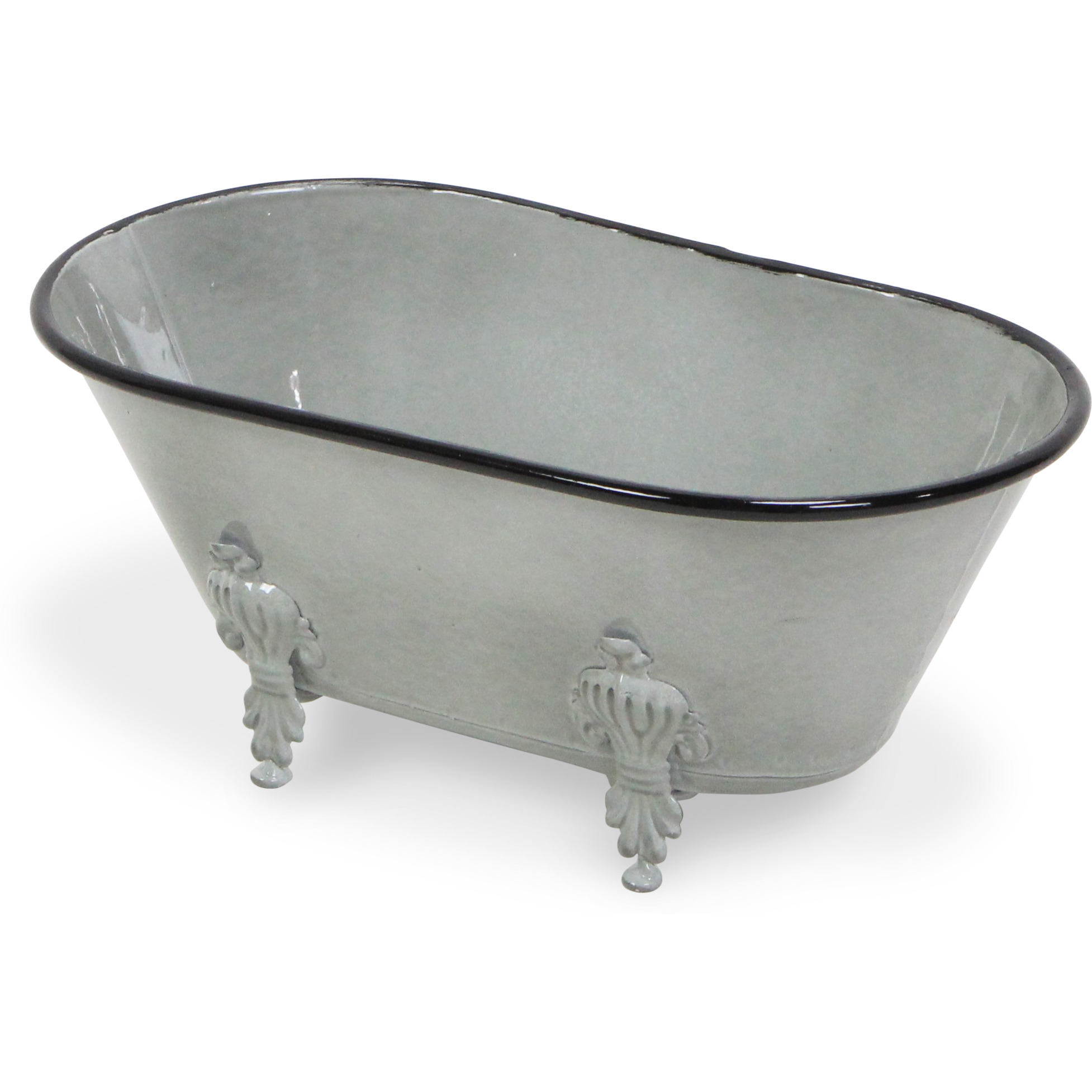 Lavande Metal Fleur-de-Lis Tub Decor - Large - Gray