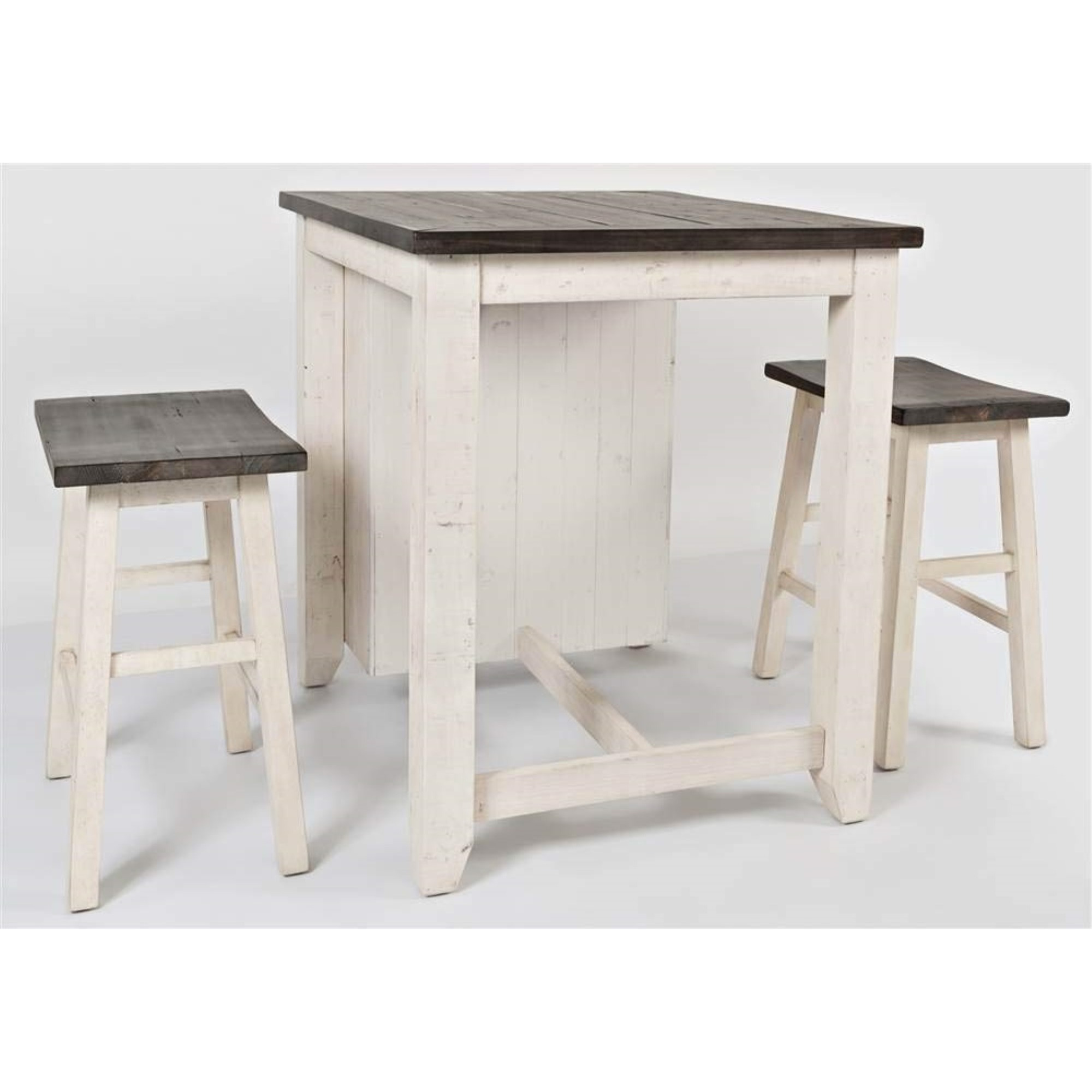 Madison County Rustic Reclaimed Pine Farmhouse 3 Piece Counter Height Dining Set