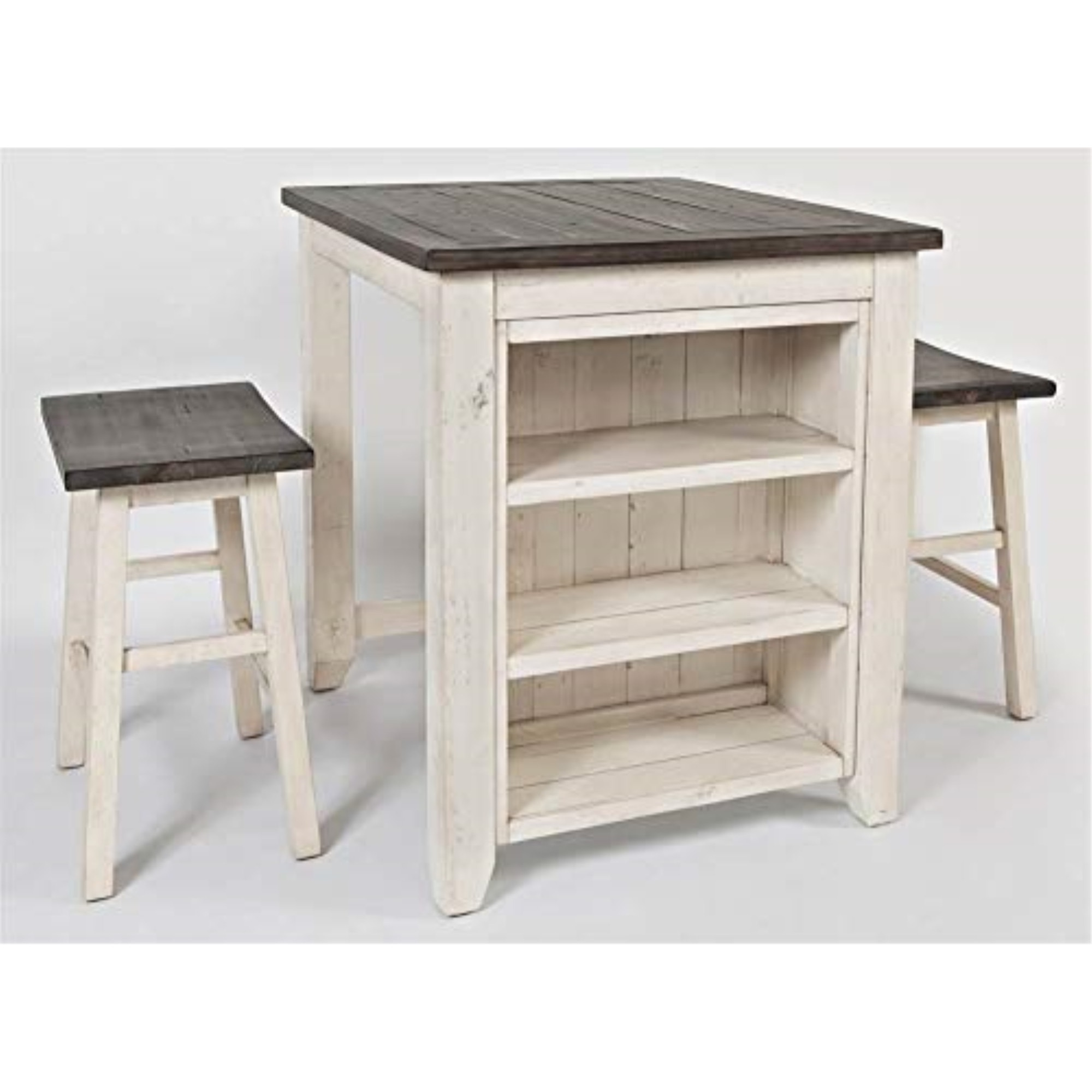 Madison County Rustic Reclaimed Pine Farmhouse 3 Piece Counter Height Dining Set