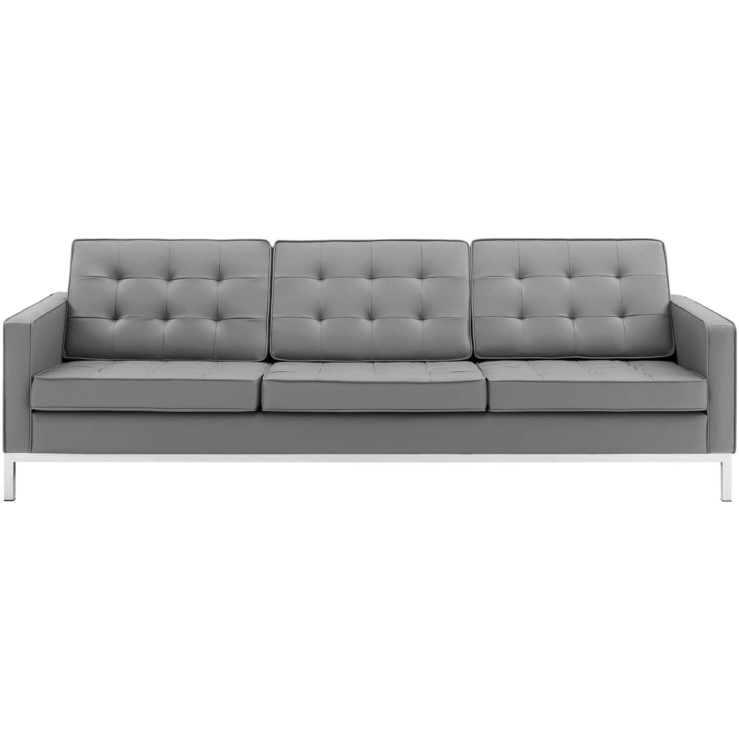 Loft Tufted Upholstered Faux Leather Sofa