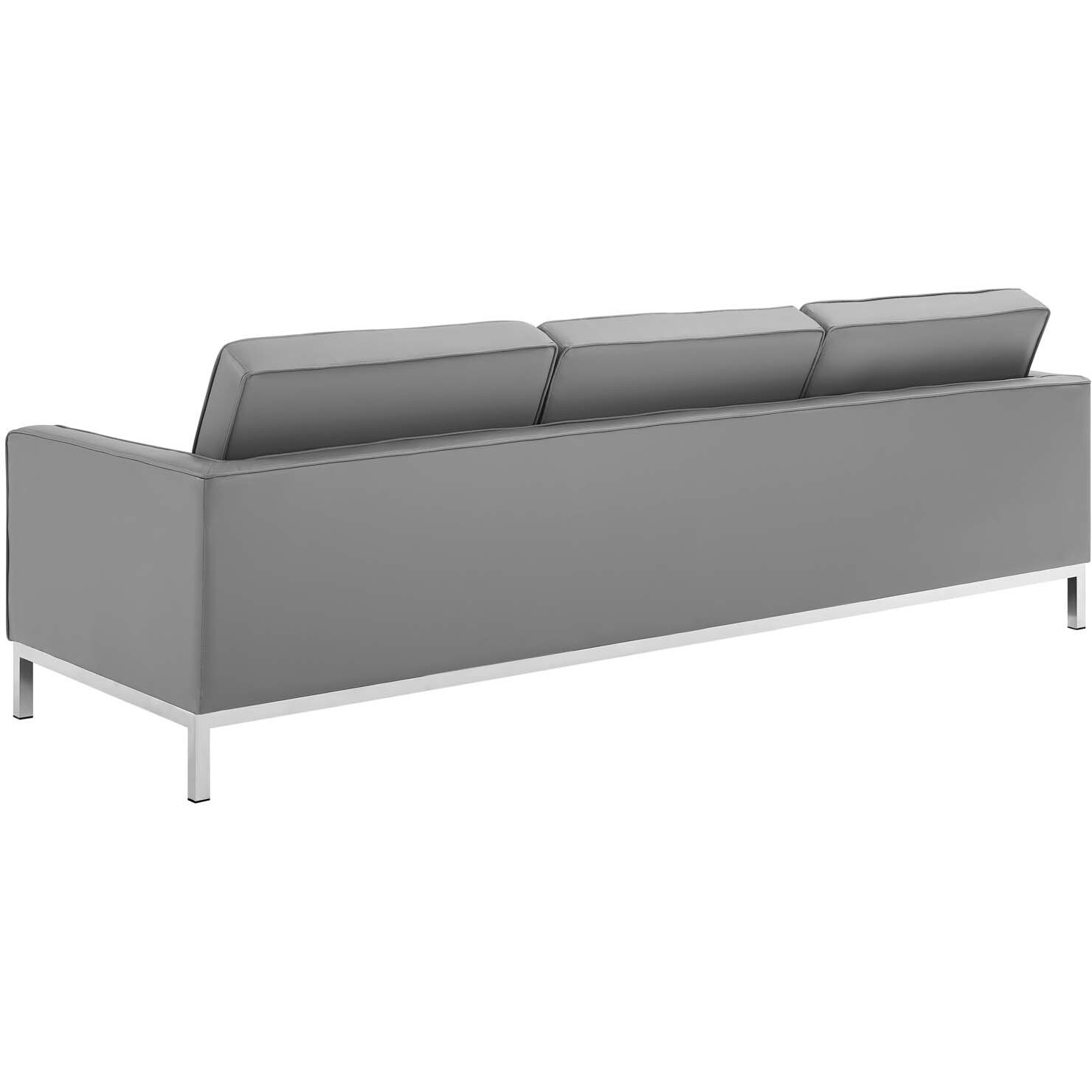 Loft Tufted Upholstered Faux Leather Sofa