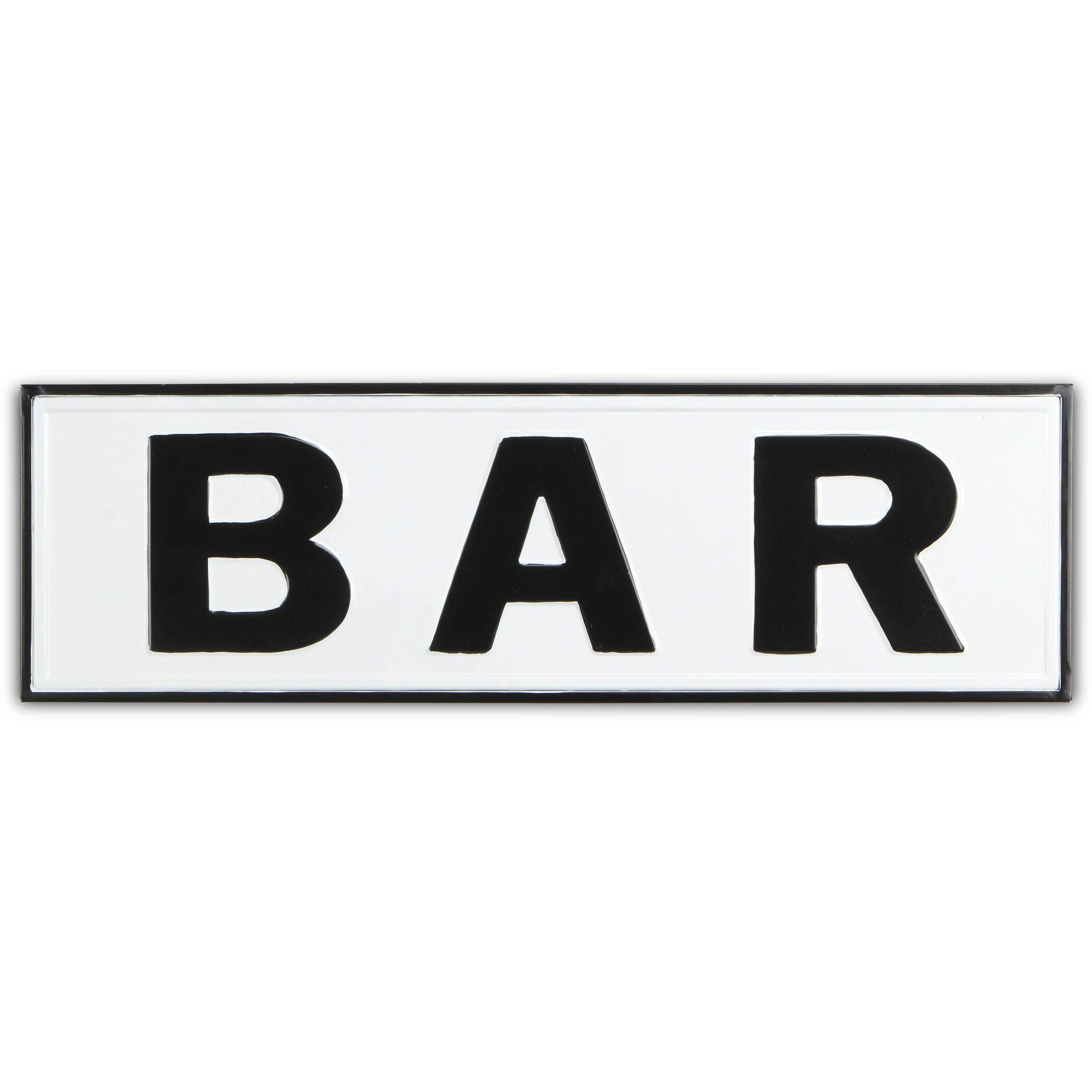 Rosalia Lacquer Style White & Black &quotBAR" Wall Sign