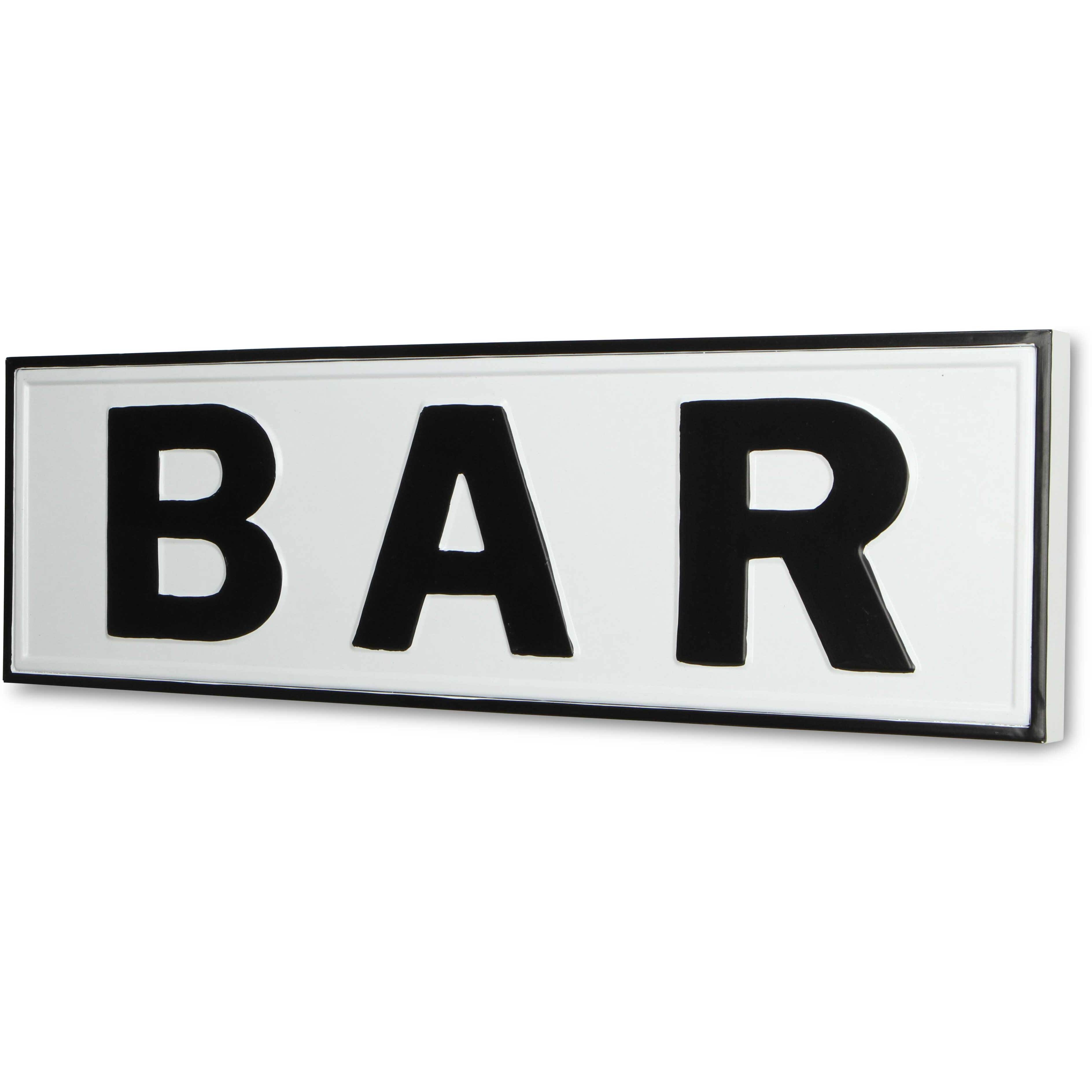 Rosalia Lacquer Style White & Black &quotBAR" Wall Sign