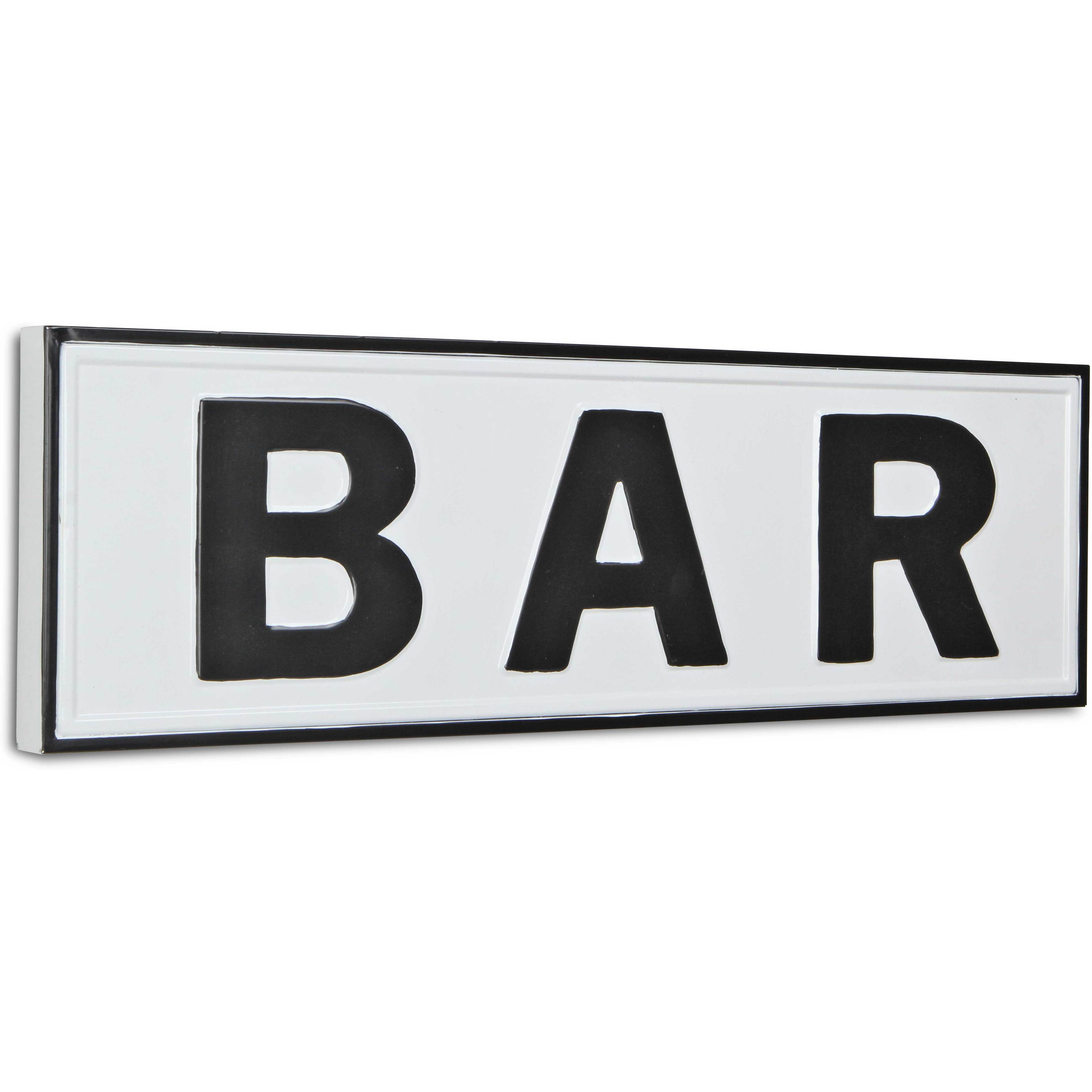 Rosalia Lacquer Style White & Black &quotBAR" Wall Sign