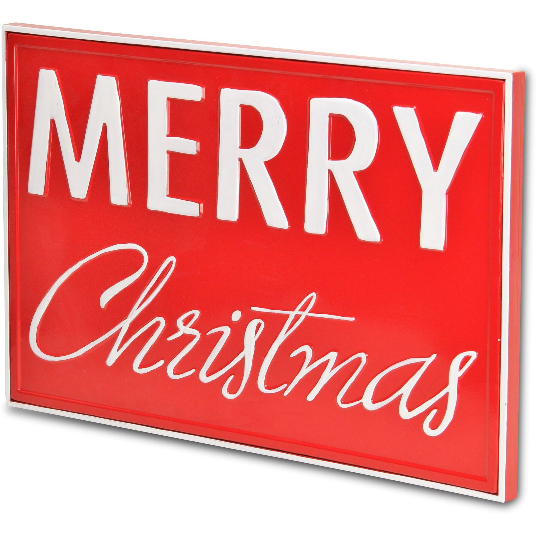 Nicholas Bright Red and White Metal &quotMerry Christmas" Sign