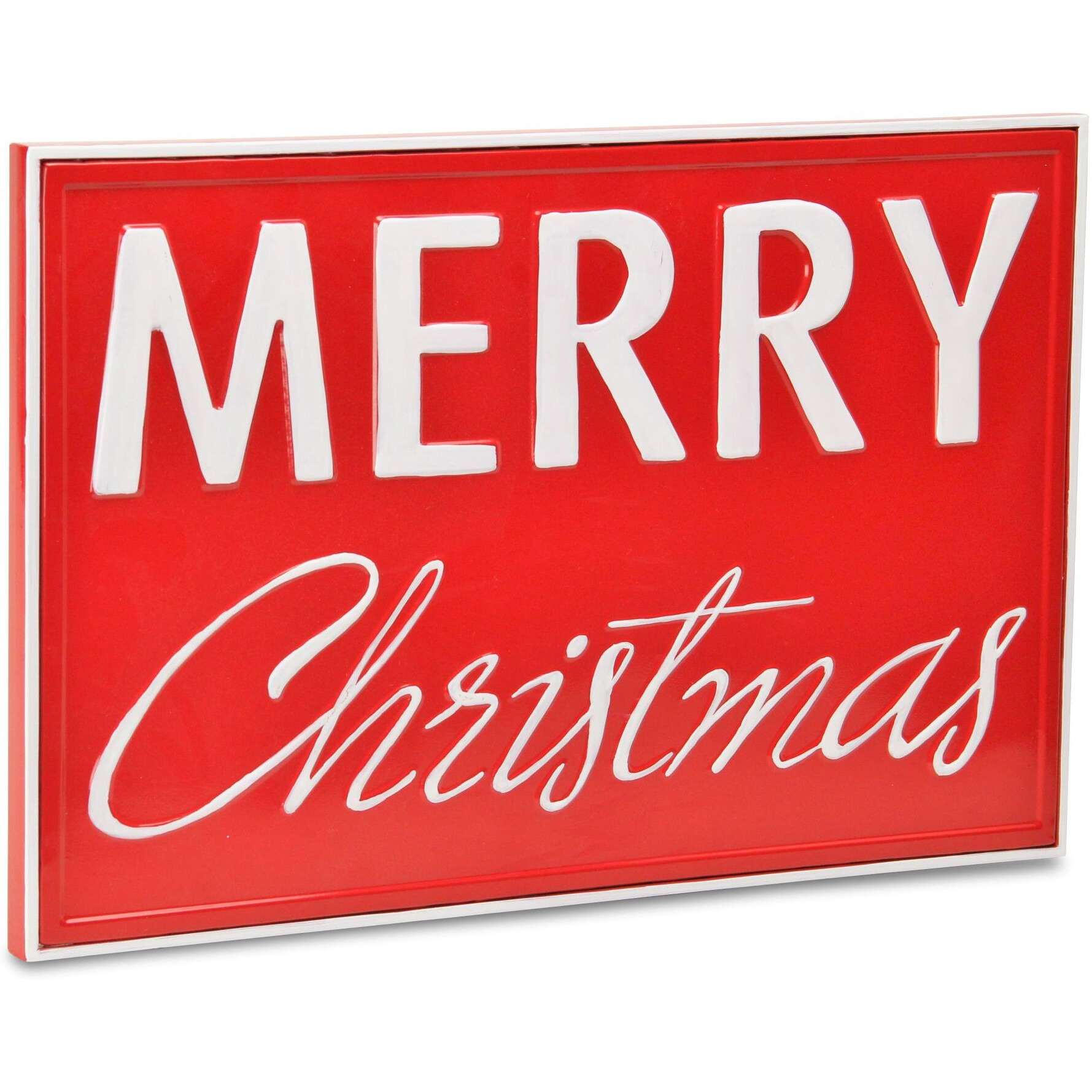 Nicholas Bright Red and White Metal &quotMerry Christmas" Sign