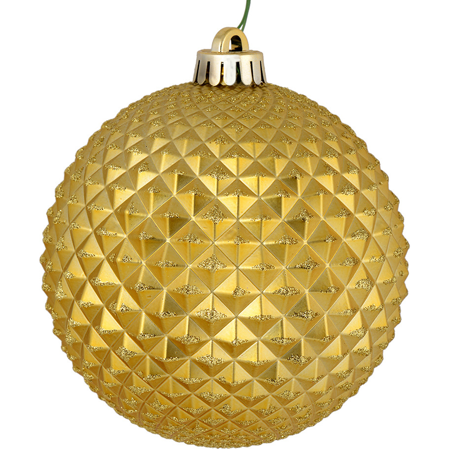 Vickerman 6" Gold Durian Glitt Ball Orn Drill 4/Bg - N188708D
