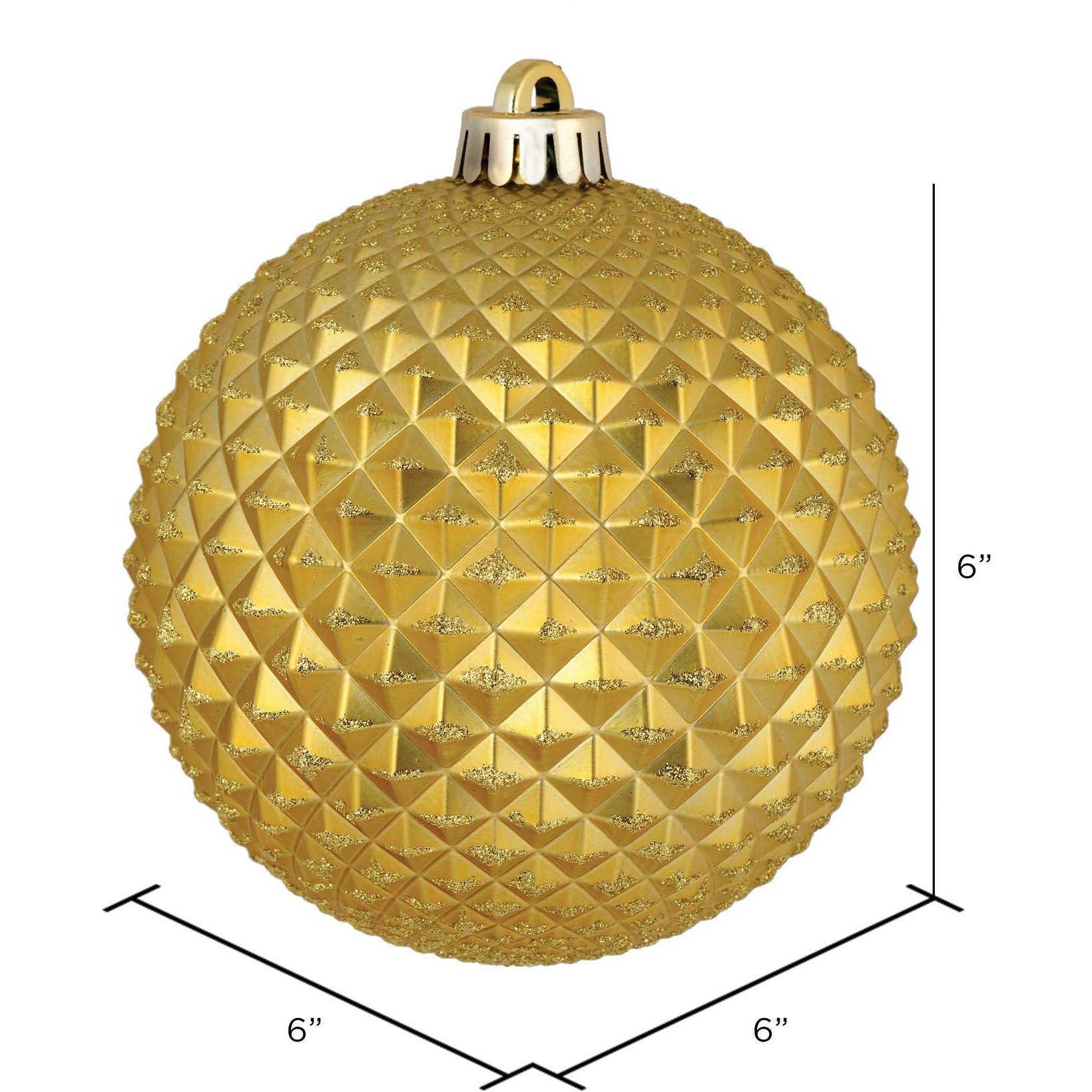 Vickerman 6" Gold Durian Glitt Ball Orn Drill 4/Bg - N188708D