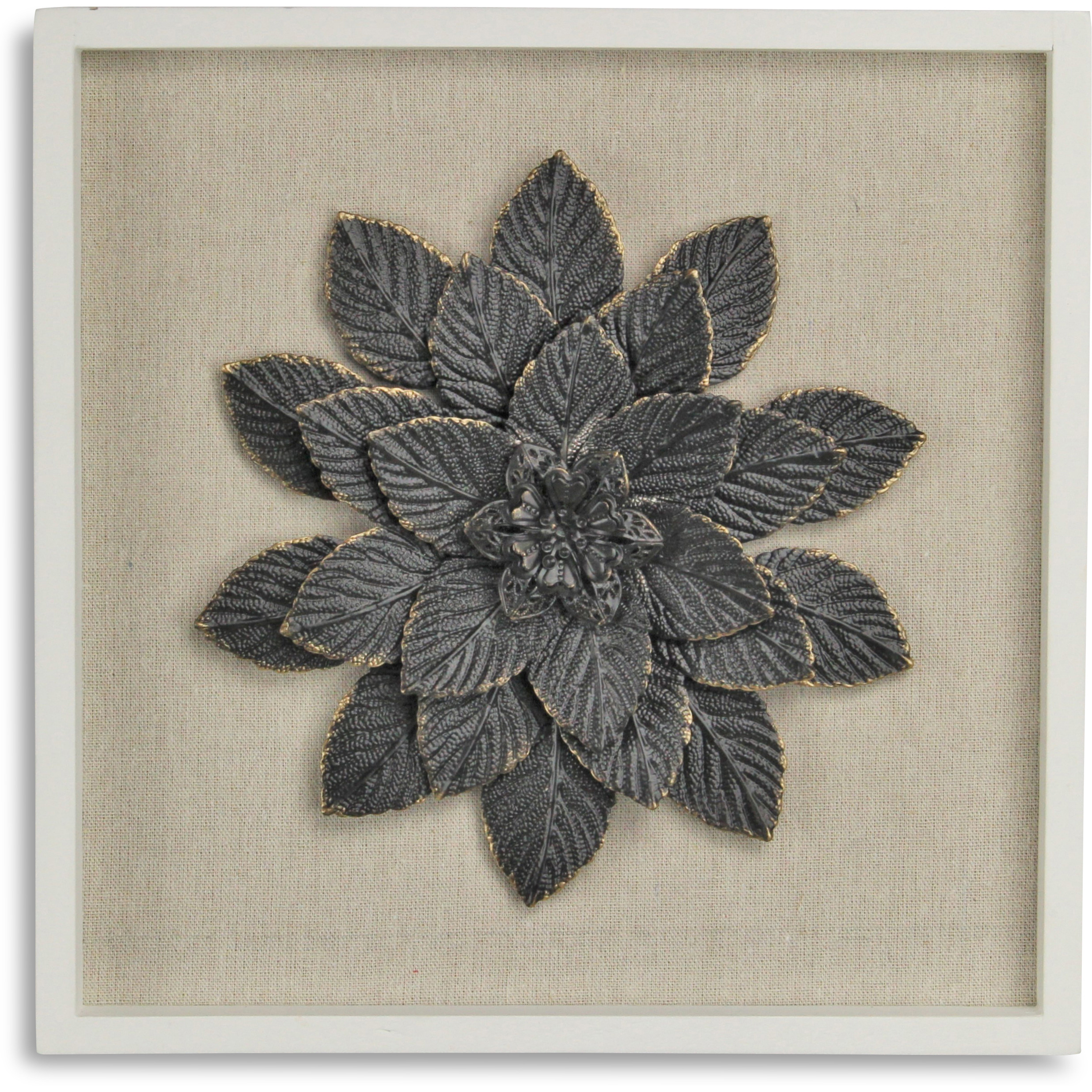 Vita Framed Elegant Black Flower on Brown Frame