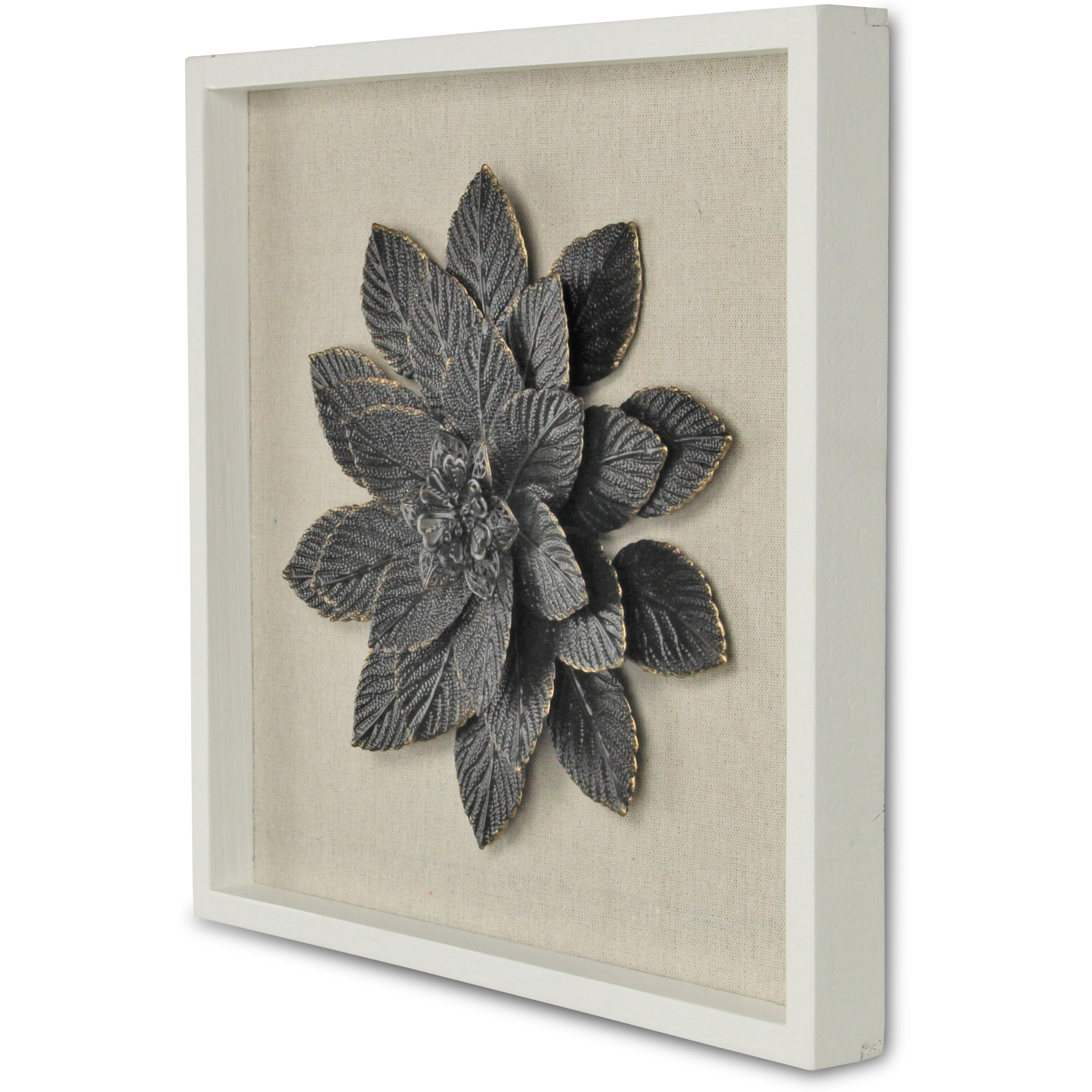 Vita Framed Elegant Black Flower on Brown Frame