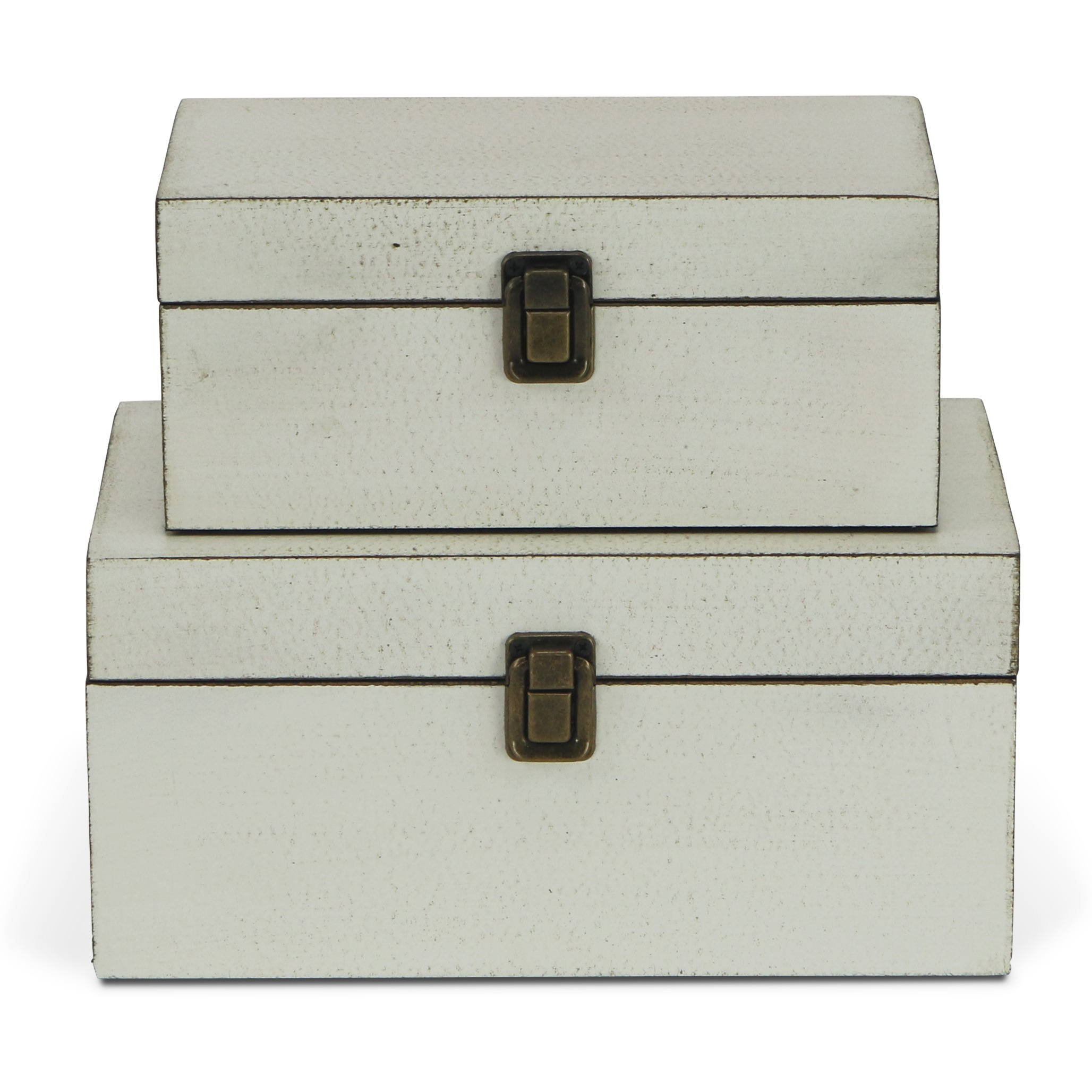 Amadeo Set of 2 Wooden Latched Boxes - Off White