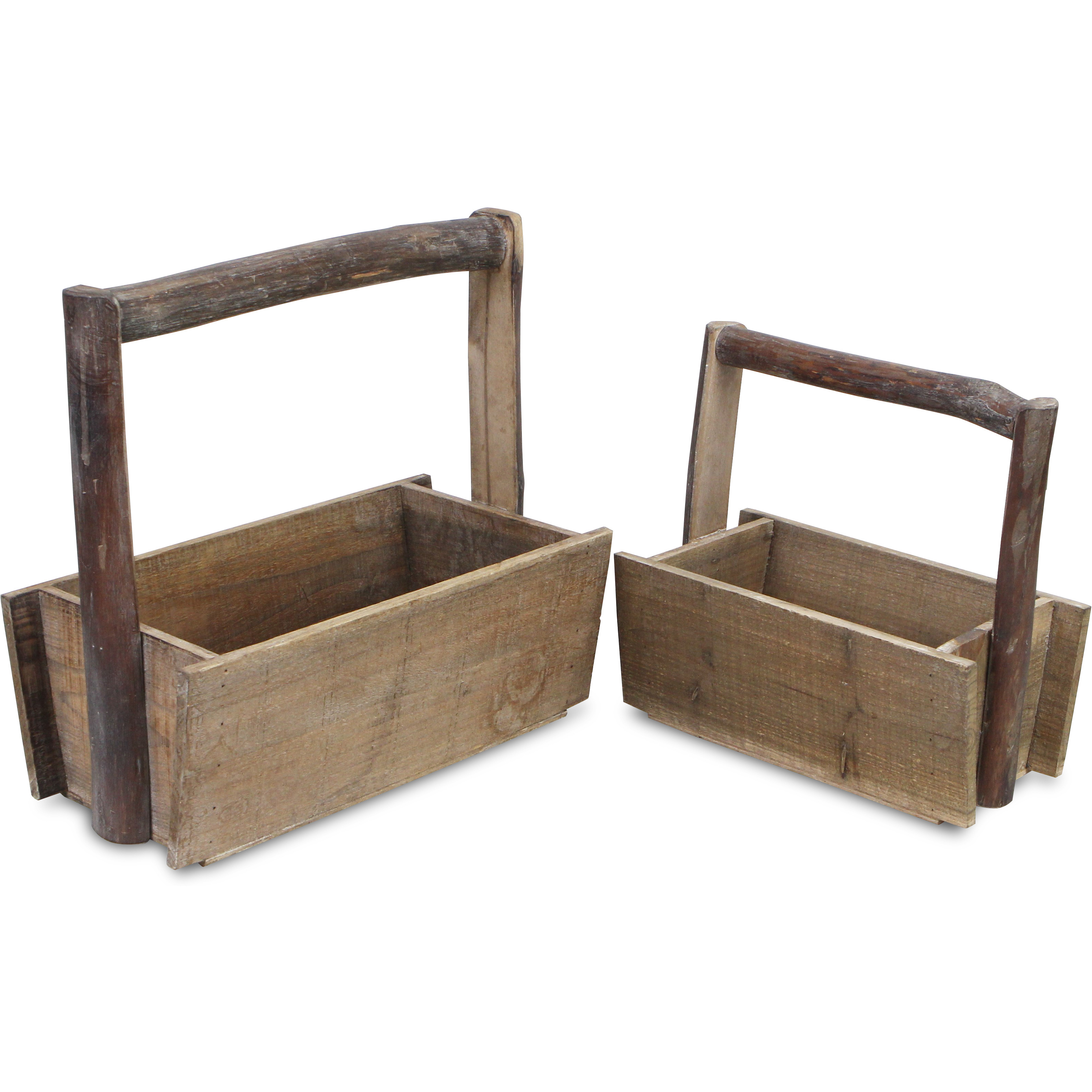Beati Set of 2 Handled Wood Crates