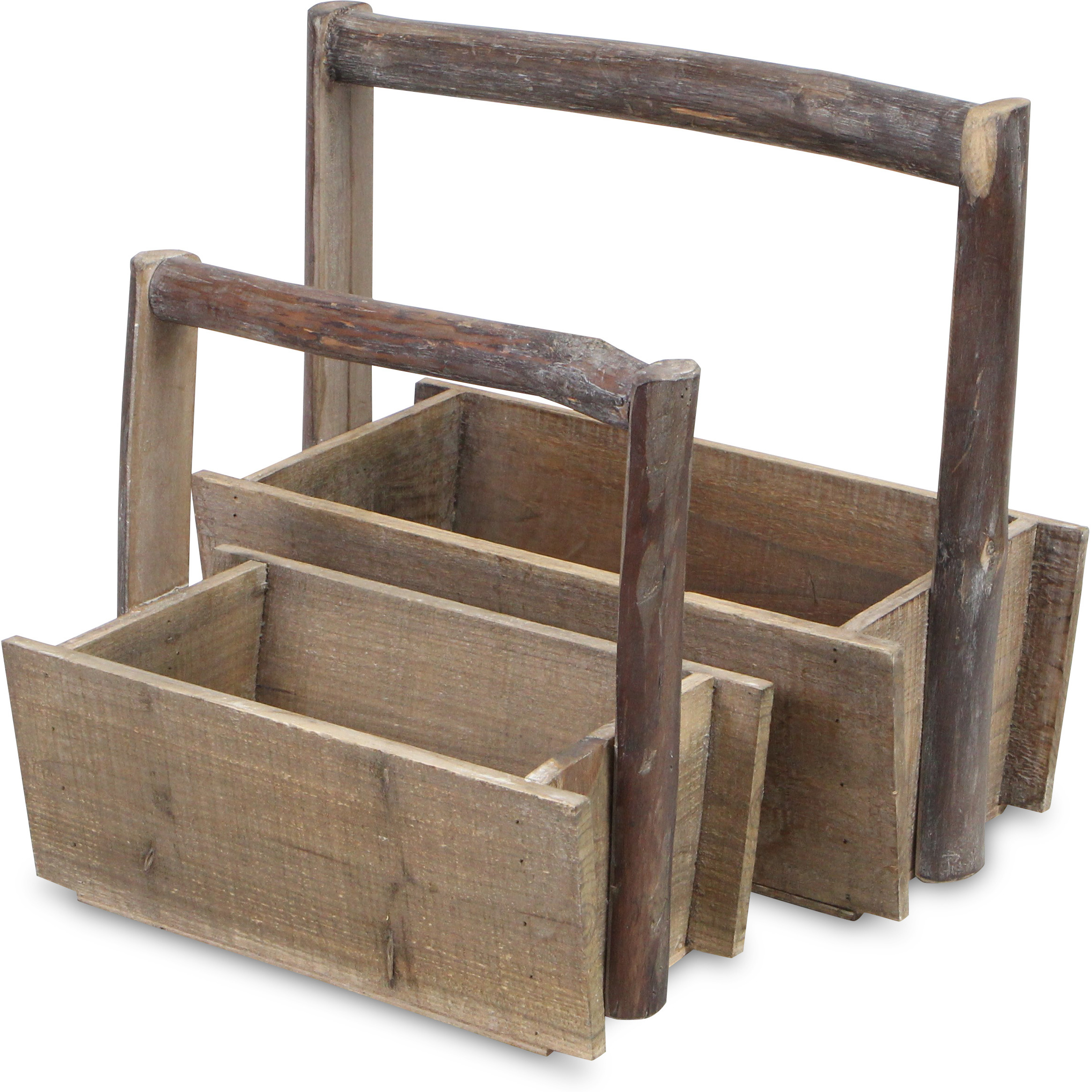 Beati Set of 2 Handled Wood Crates