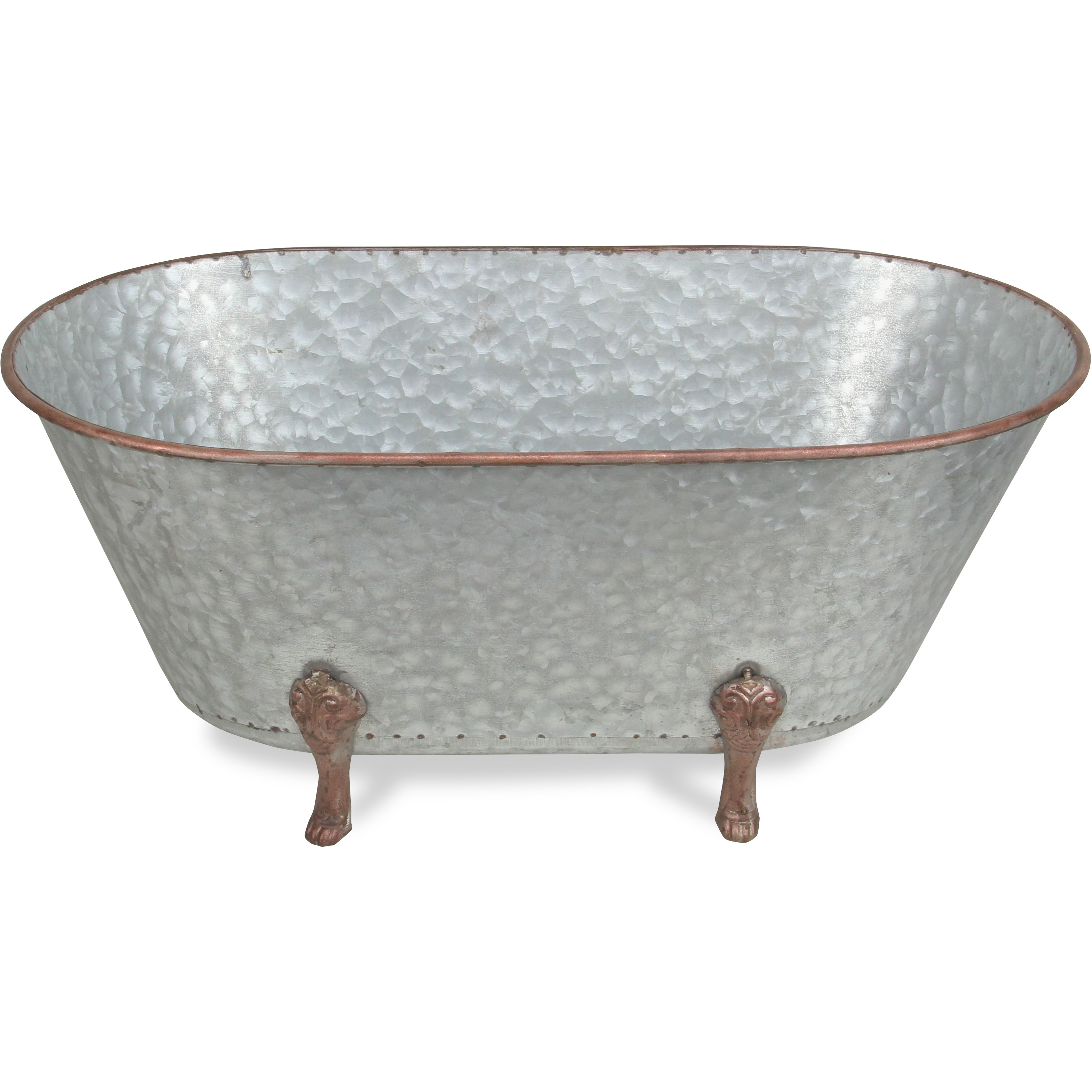 Lavande Metal Tub Decor - Large - Galvanized