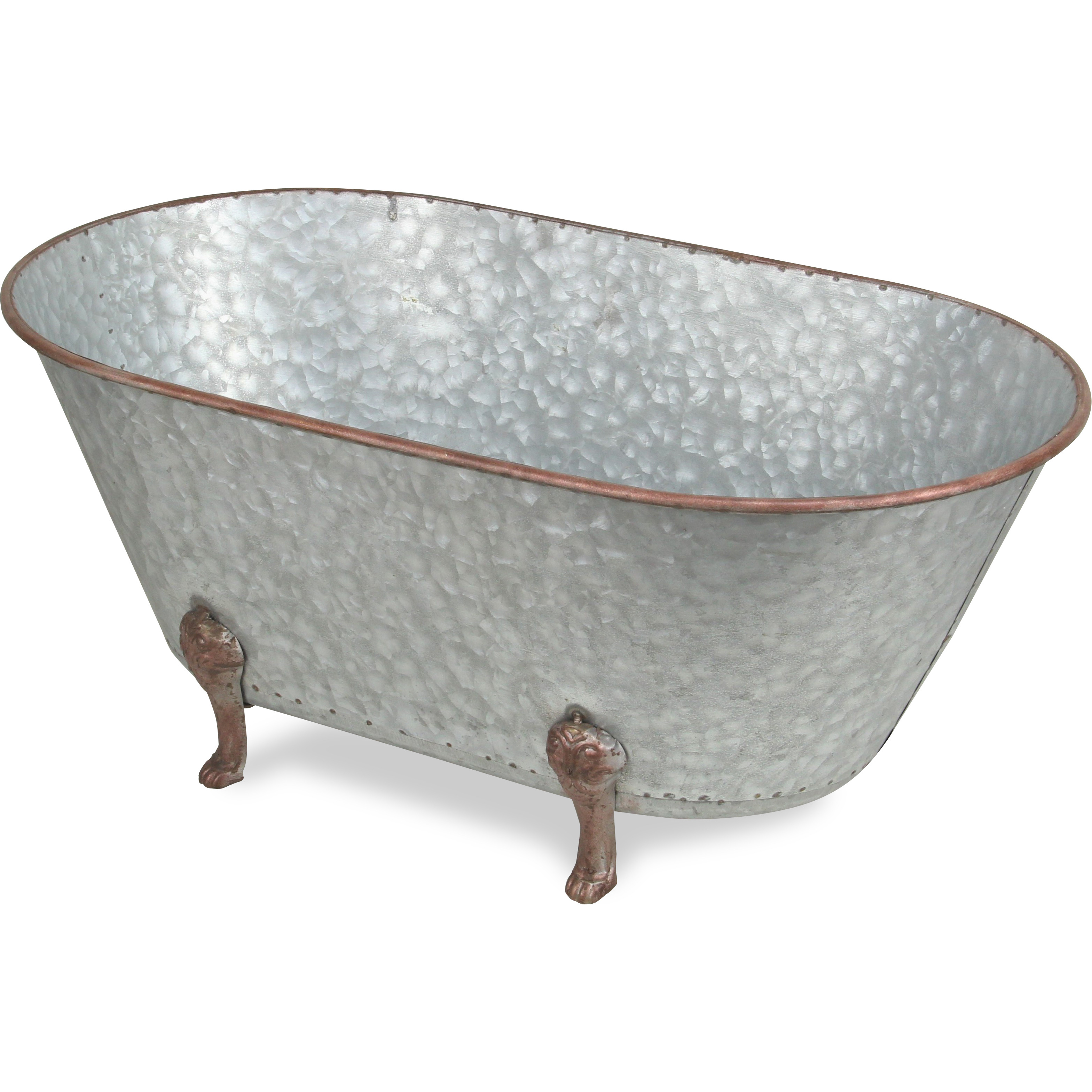 Lavande Metal Tub Decor - Large - Galvanized