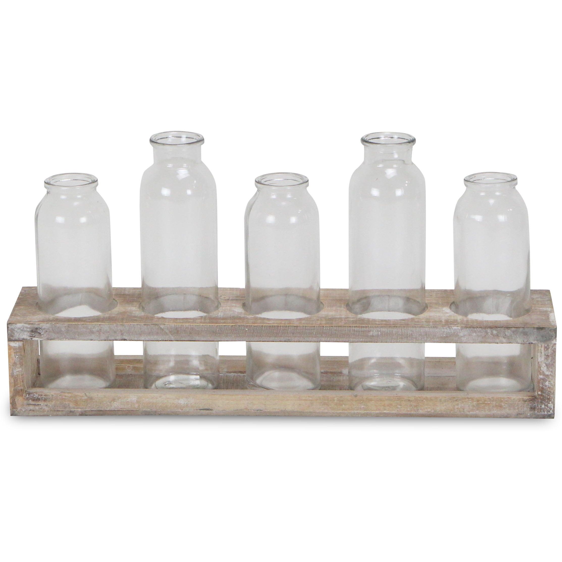 Nereus 5 Glass Bottle & Wood Decor Flight