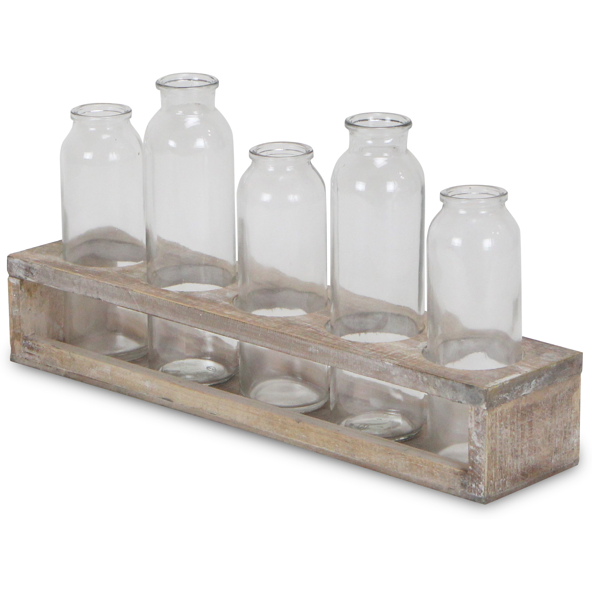 Nereus 5 Glass Bottle & Wood Decor Flight