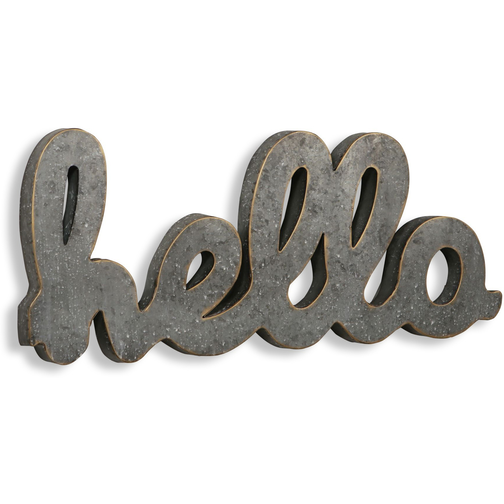 Elsie Metal &quothello" Galvanized Wall Sign
