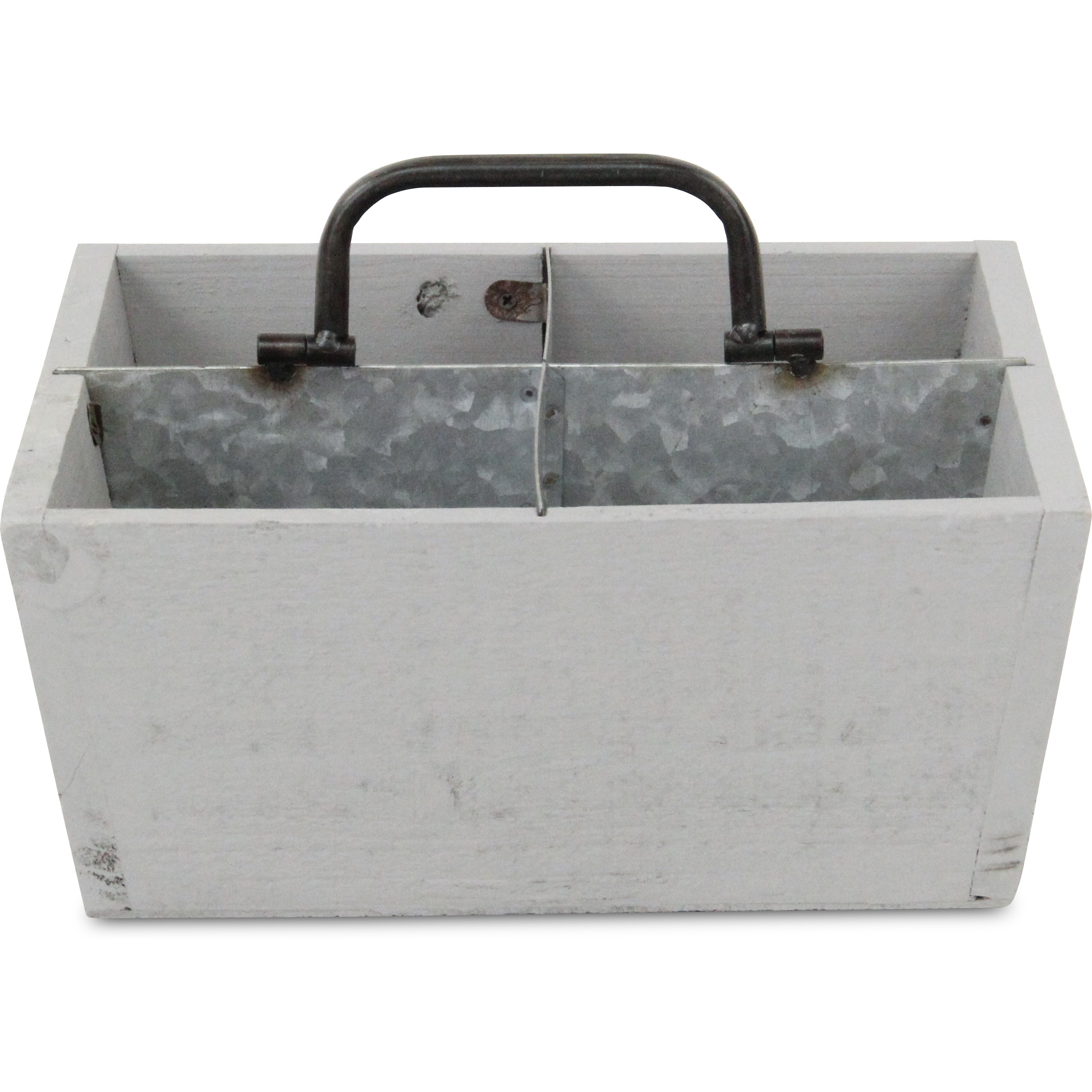 Renee Wood & Metal 4 Slot Caddy - Gray