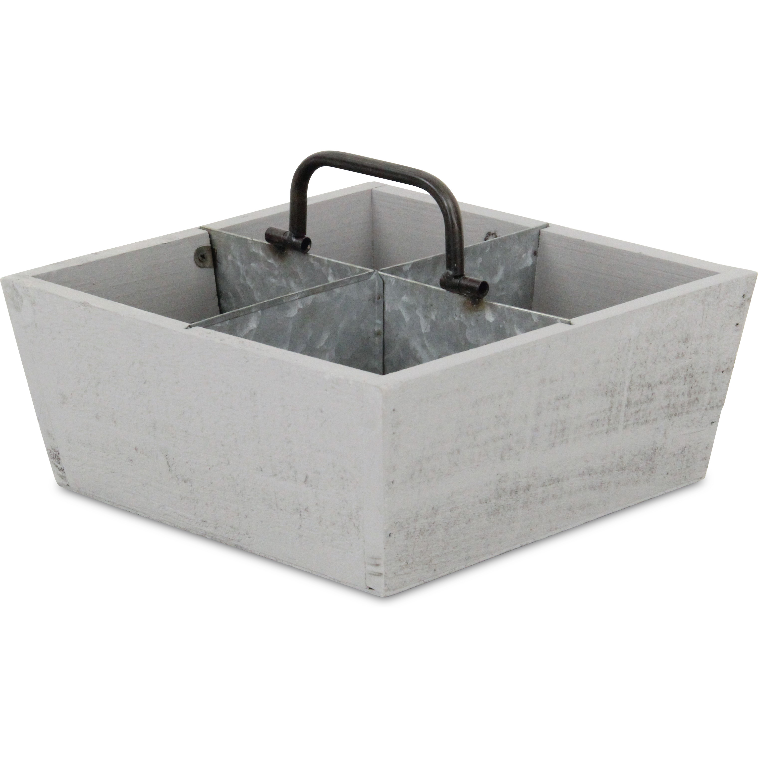 Renee Wood & Metal 4 Slot Caddy - Gray