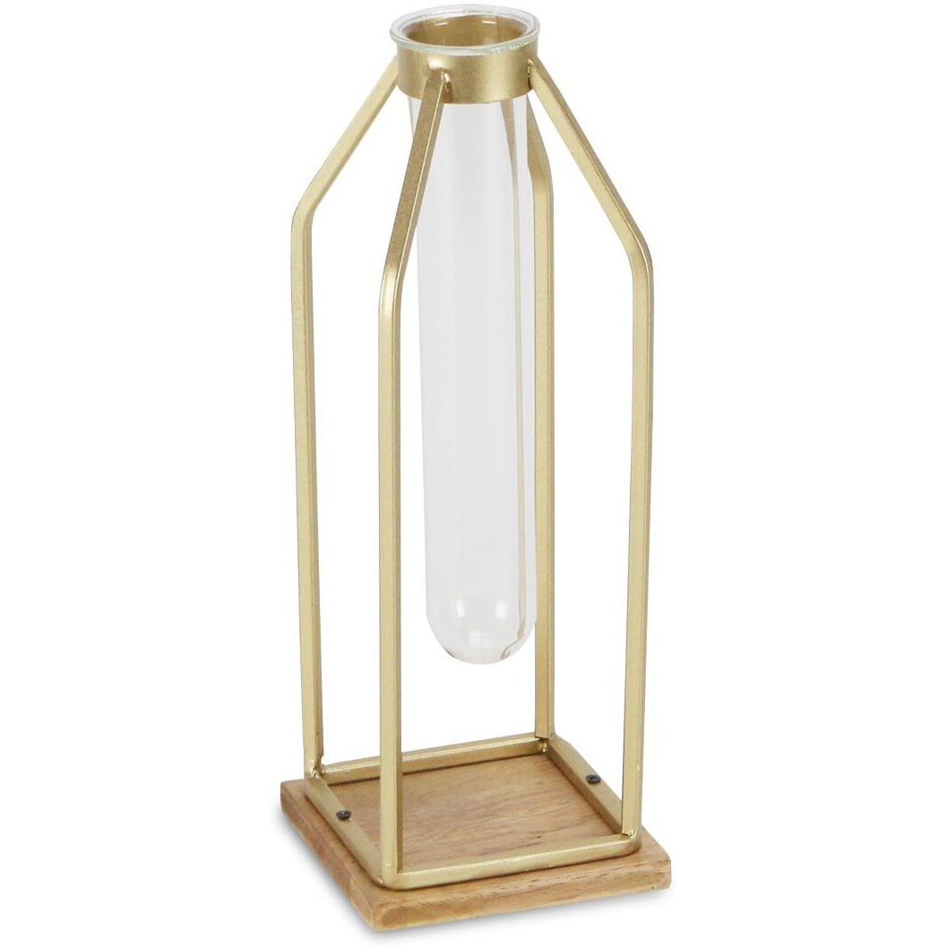 Adrie Modern Gold Glass Tube Stand Decor - Small
