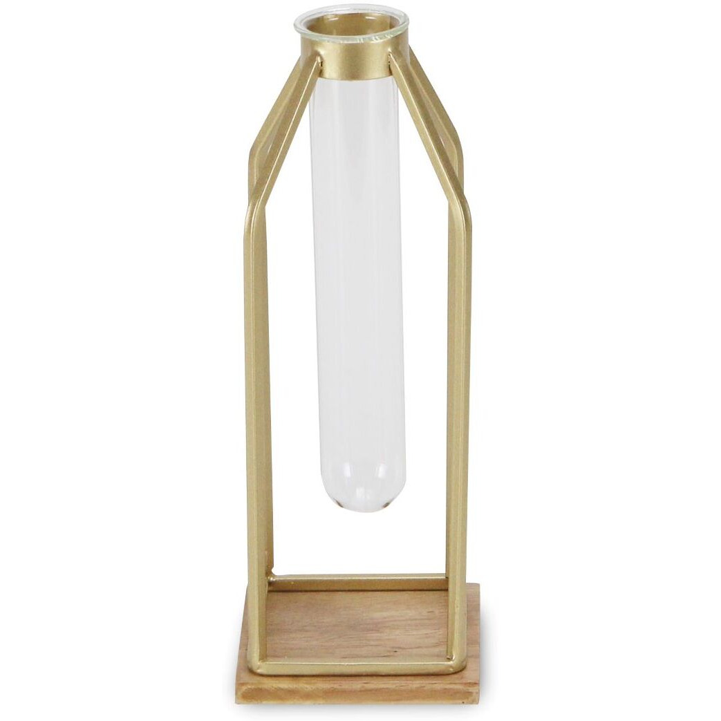 Adrie Modern Gold Glass Tube Stand Decor - Small