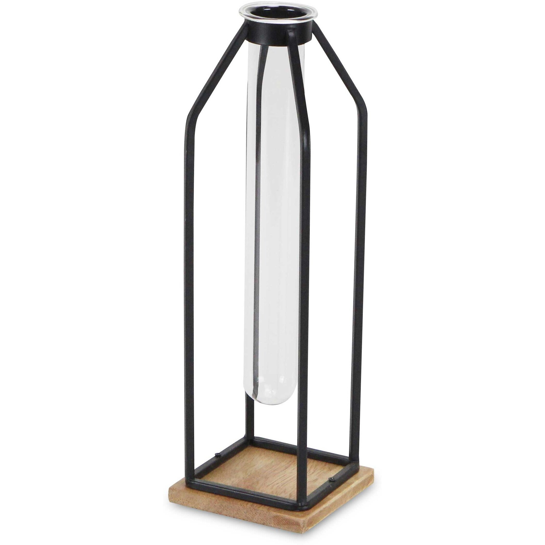 Adrie Modern Black Glass Tube Stand Decor - Large