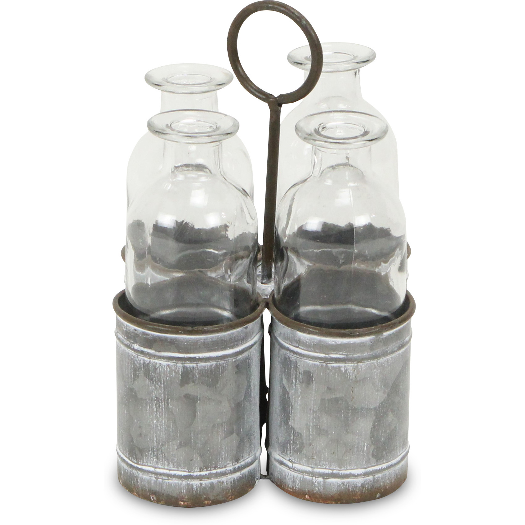 Sofia 4 Slot Galvanized Metal Jar Holder