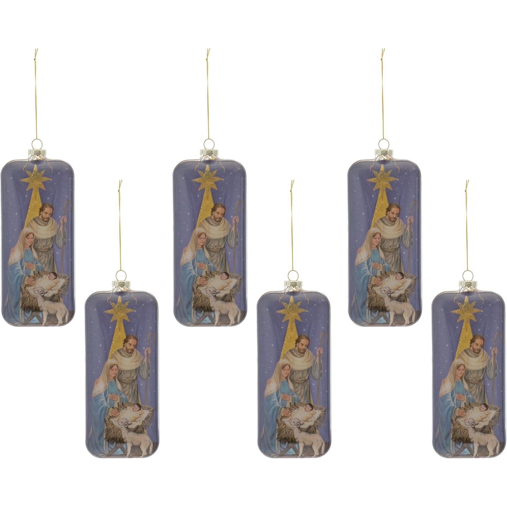 Glass Nativity Scene Ornament (Set of 6)