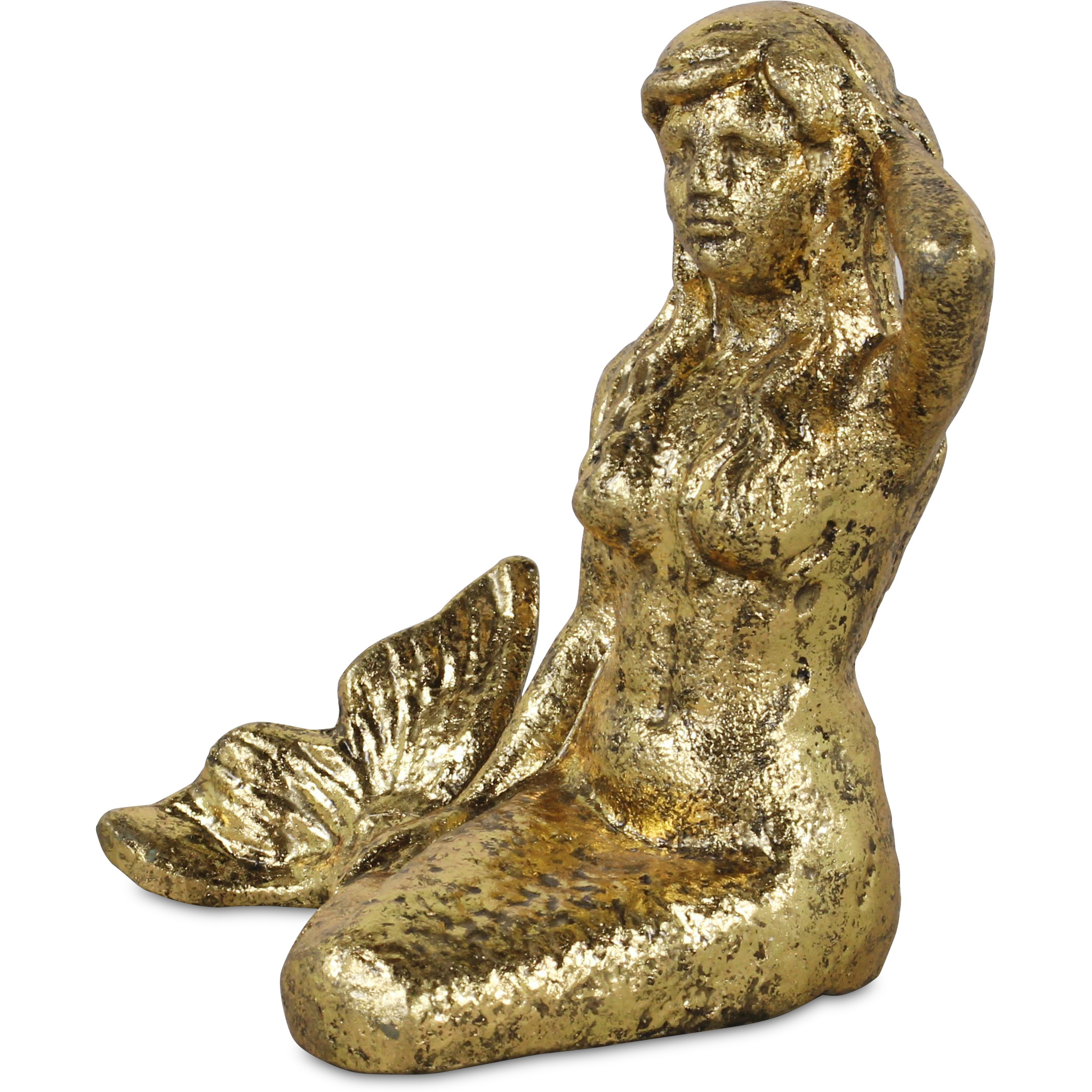 Ceili Golden Cast Iron Mermaid Statue
