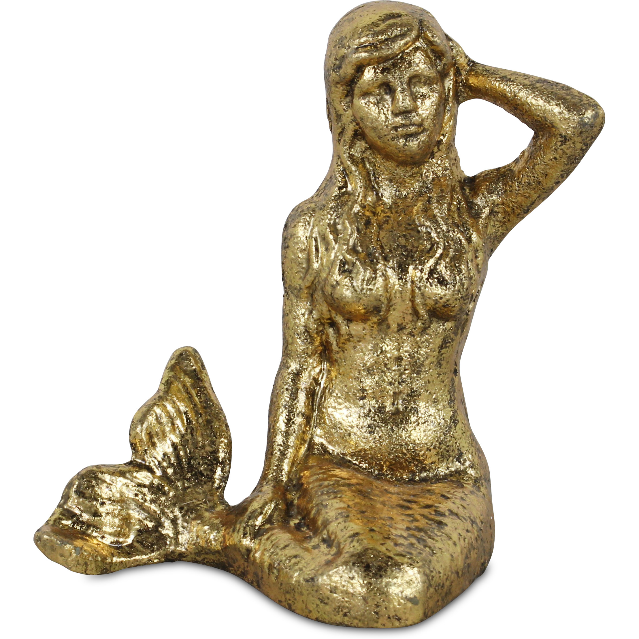 Ceili Golden Cast Iron Mermaid Statue