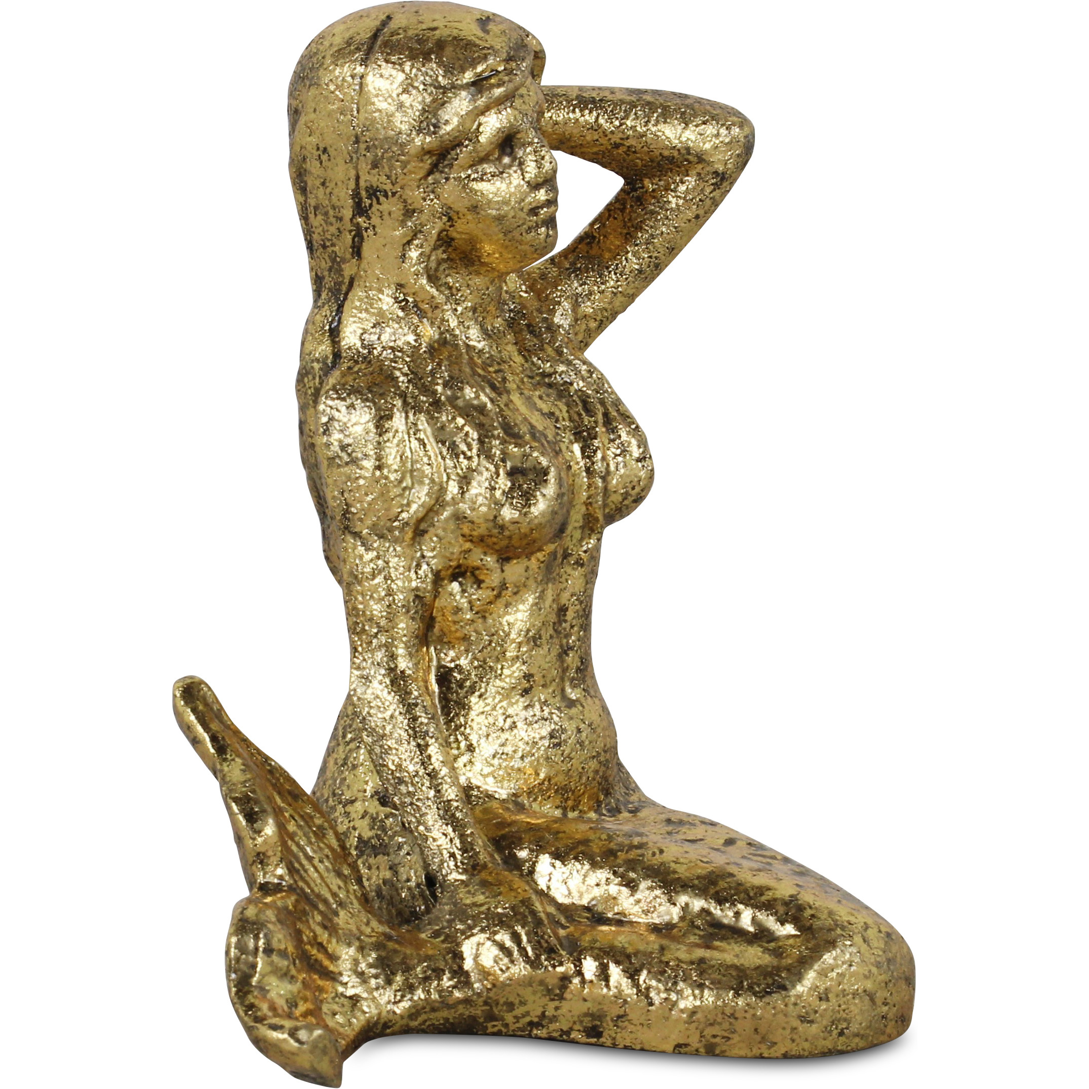 Ceili Golden Cast Iron Mermaid Statue