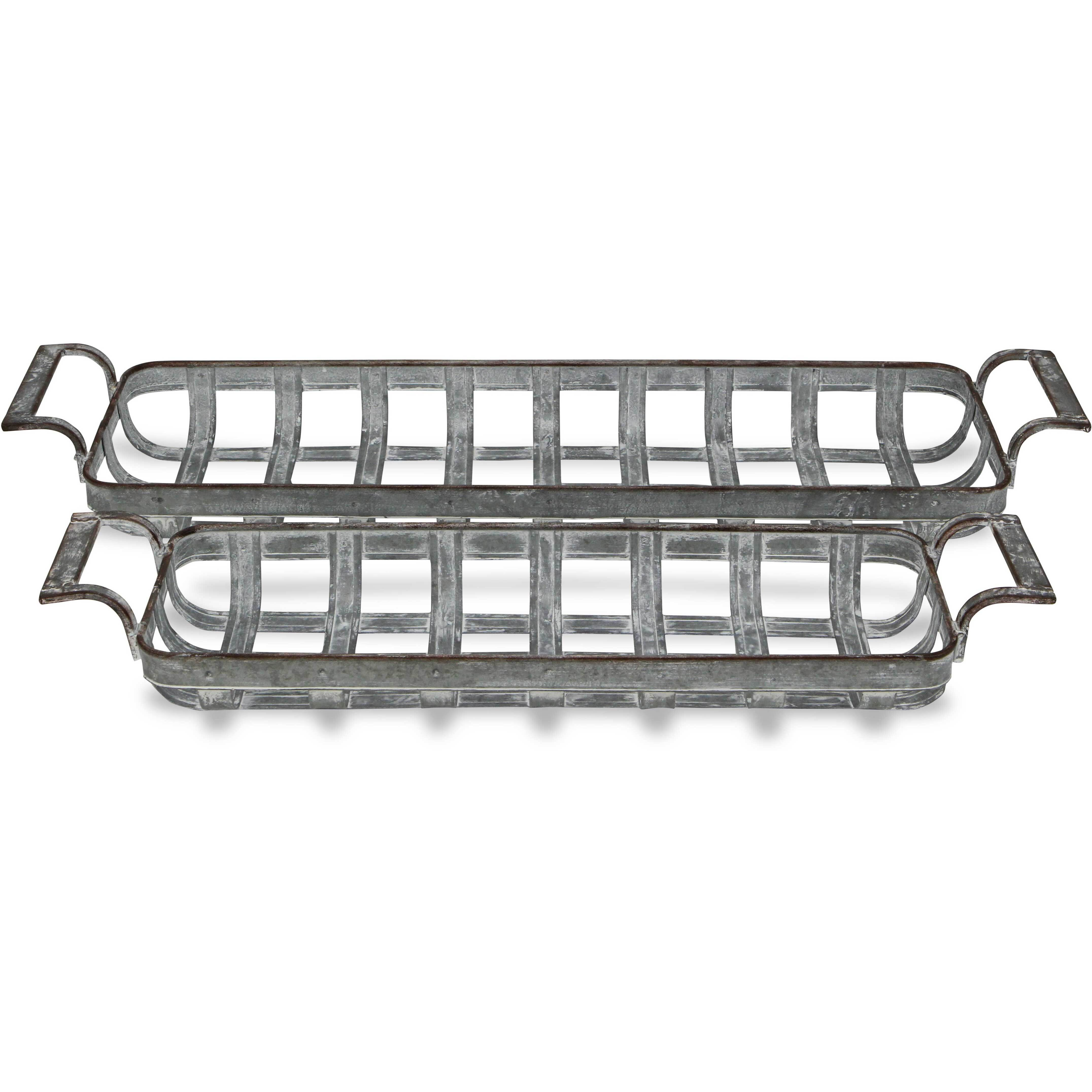 Otis Set of 2 Square Woven Themed Metal Tray