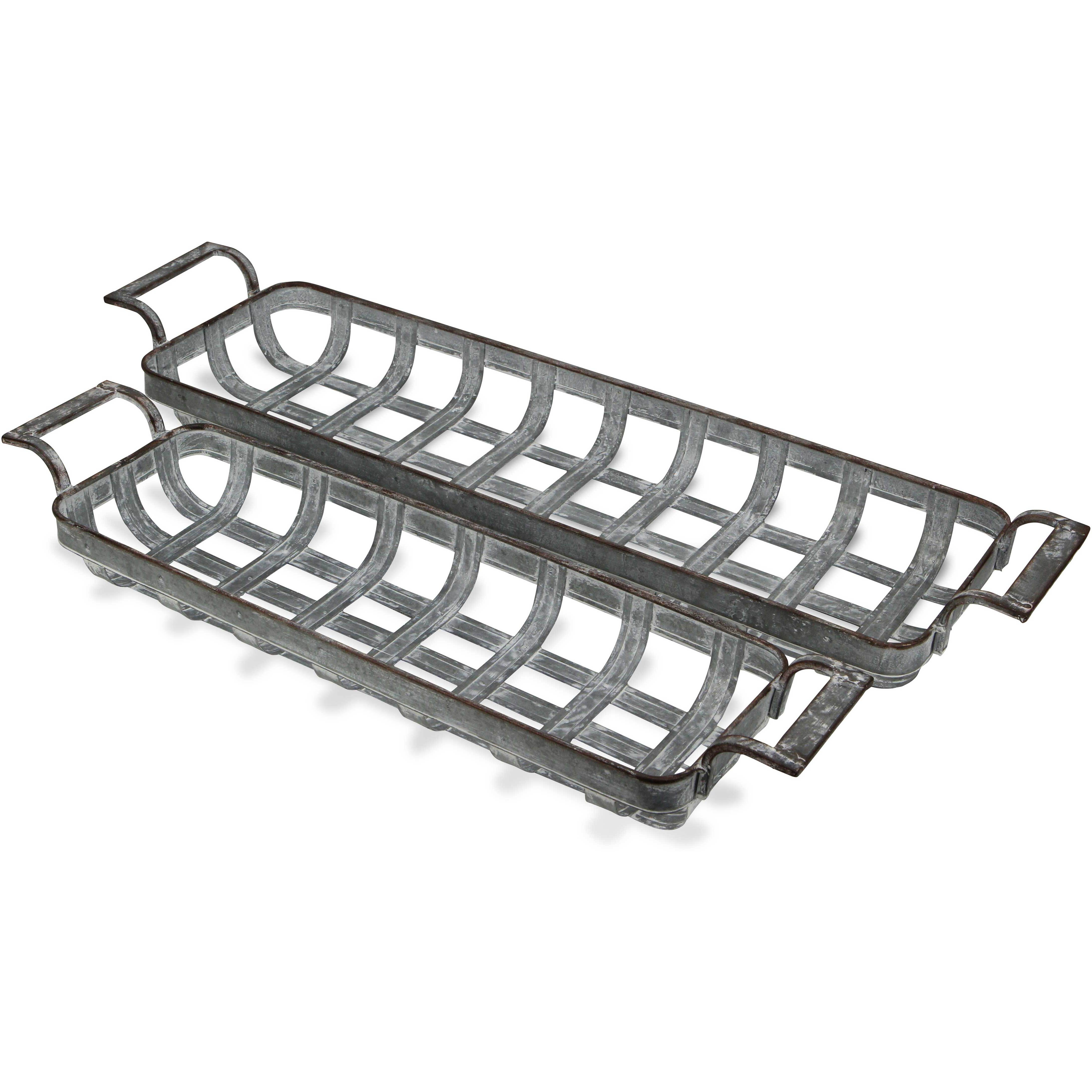Otis Set of 2 Square Woven Themed Metal Tray