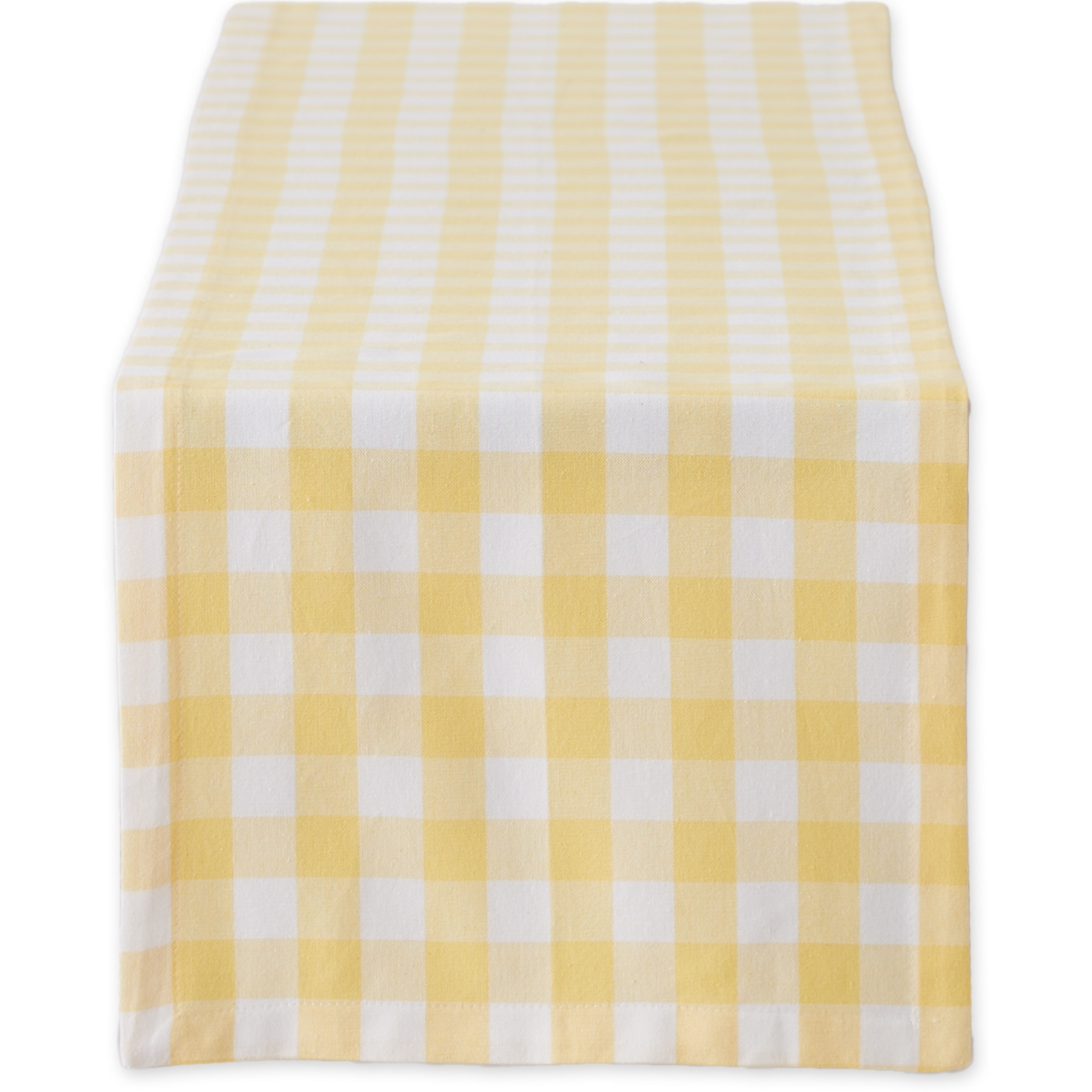 YELLOW/WHITE CHECKERS TABLE RUNNER 14x108