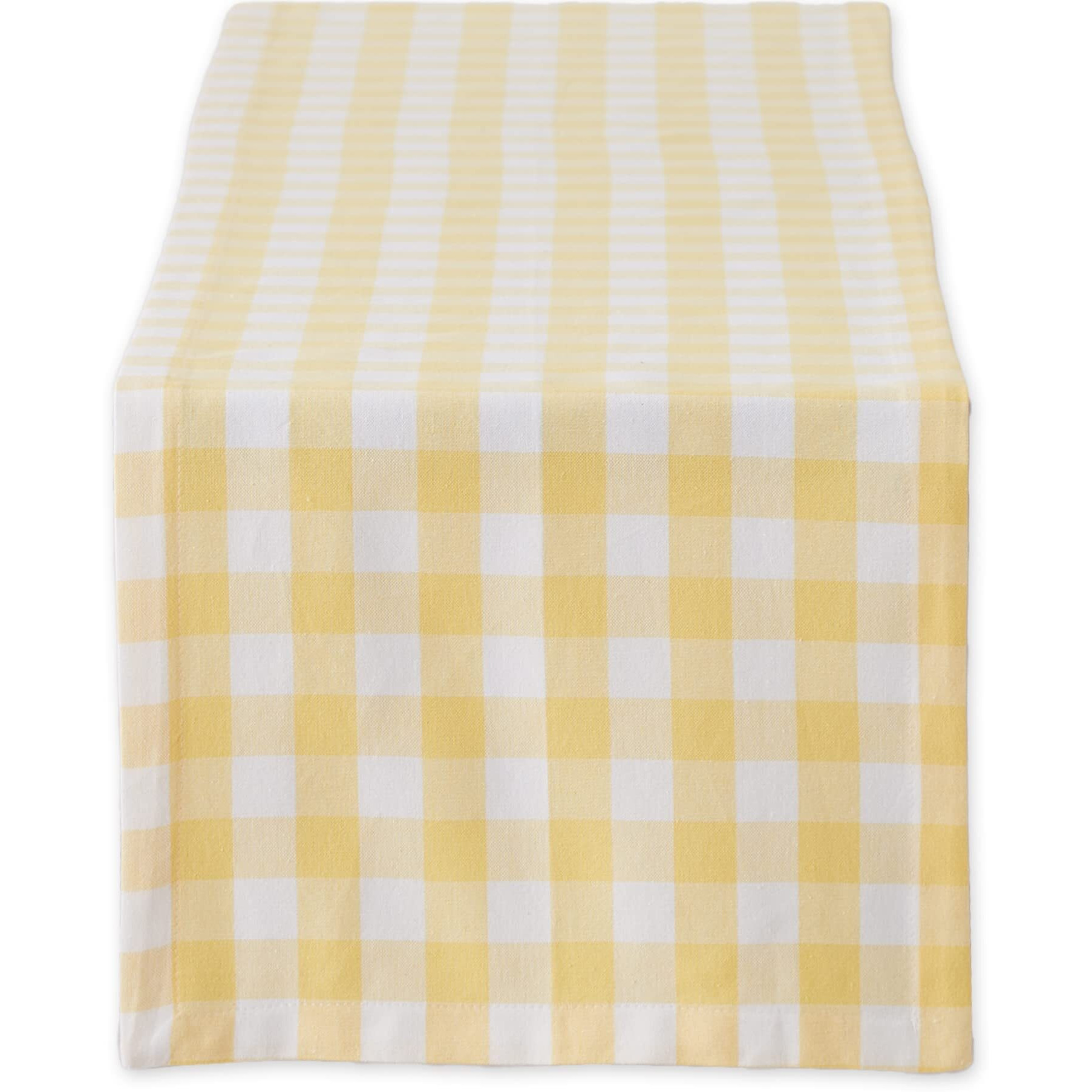 YELLOW/WHITE CHECKERS TABLE RUNNER 14x108