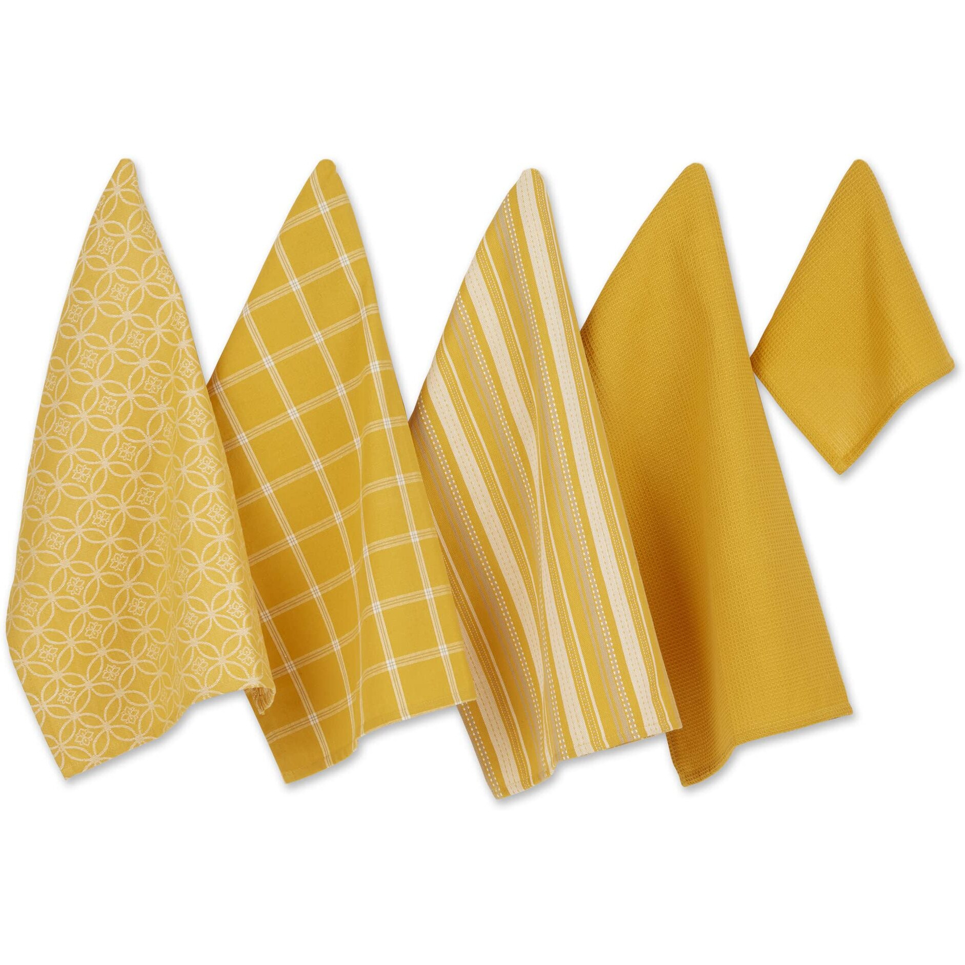 HONEY GOLD ASST DISHTOWEL & DISHCLOTH SET/5