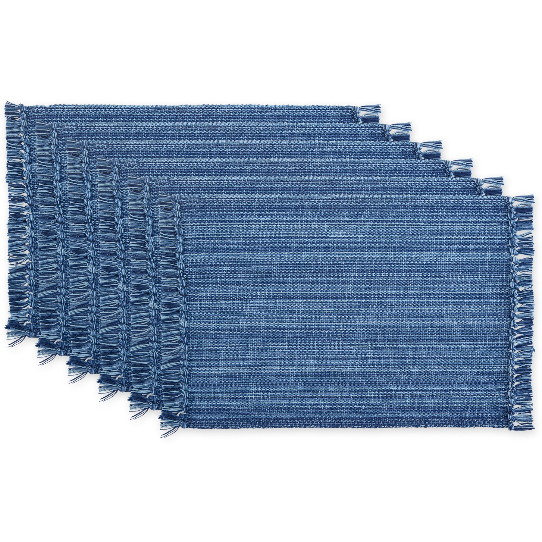 NAUTICAL BLUE VARIEGATED FRINGE PLACEMAT SET/6