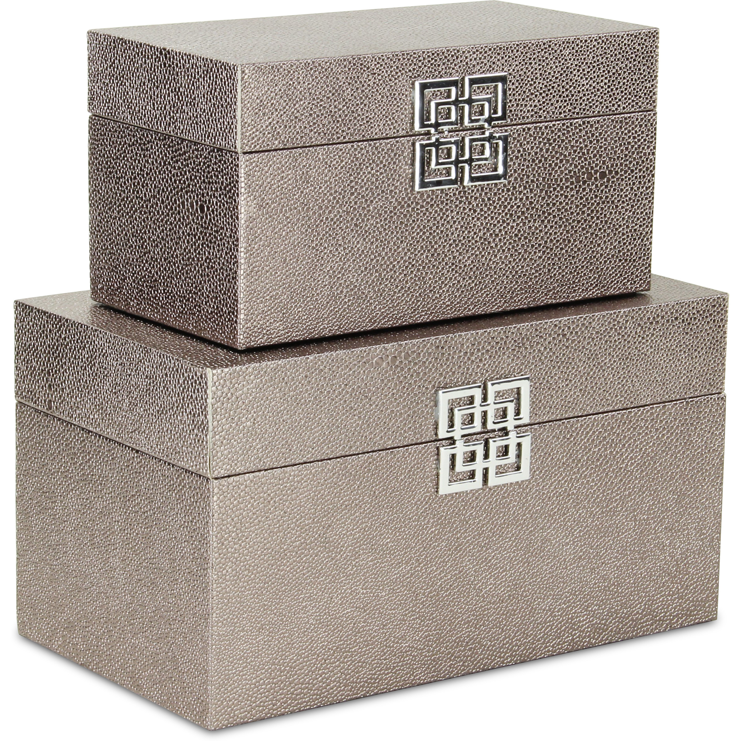 Galena Set of 2 Double Happiness Shagreen Boxes - Rose Gold