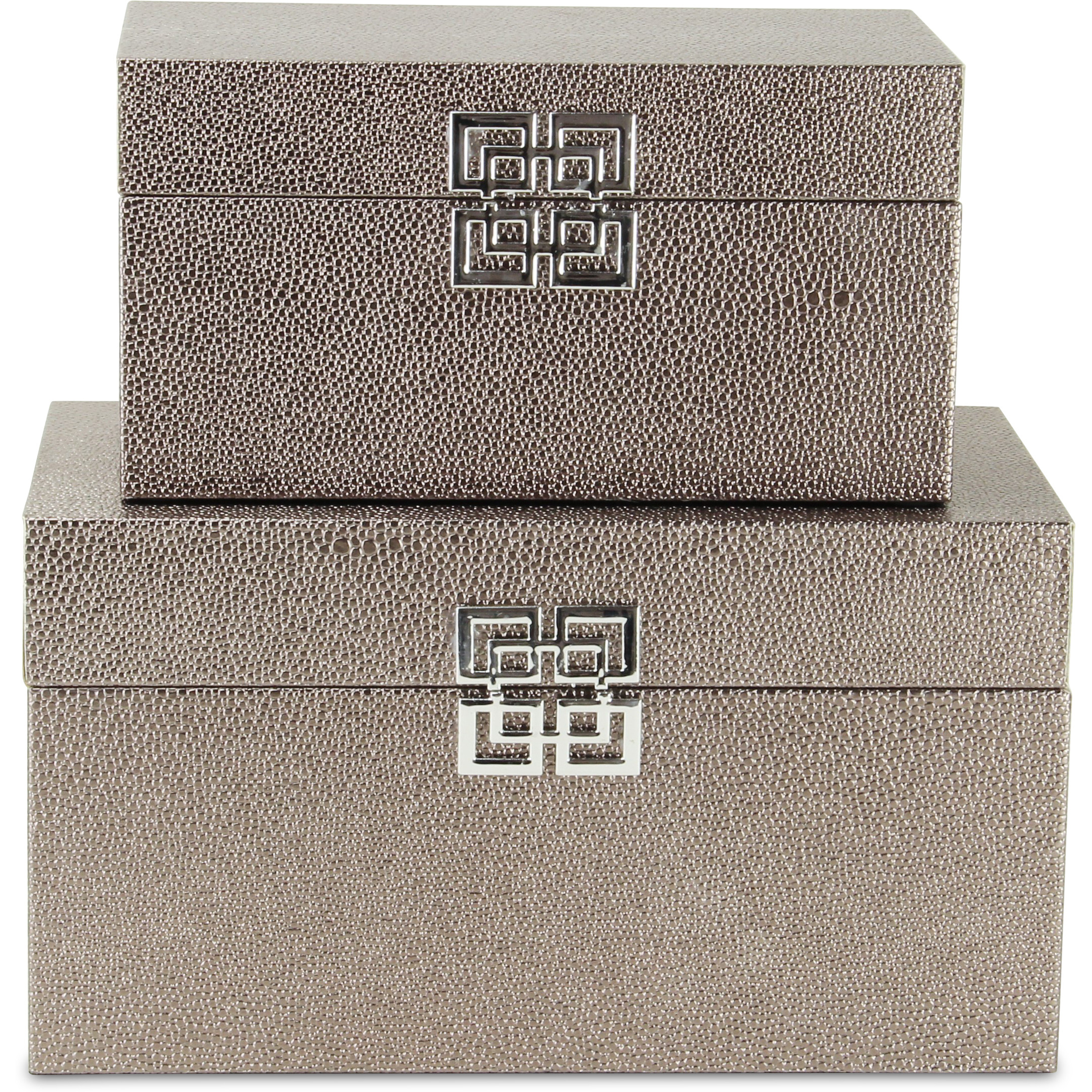 Galena Set of 2 Double Happiness Shagreen Boxes - Rose Gold
