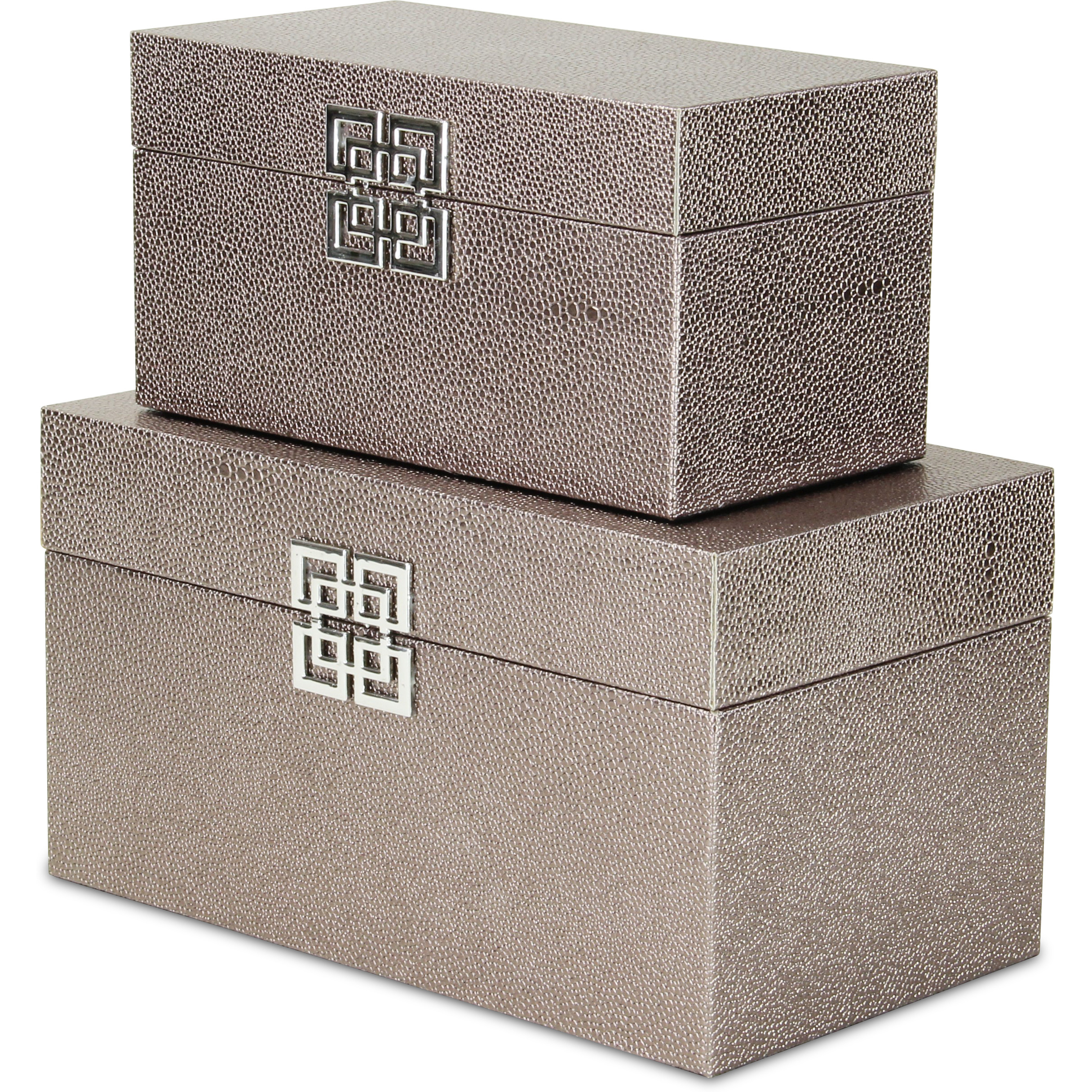 Galena Set of 2 Double Happiness Shagreen Boxes - Rose Gold
