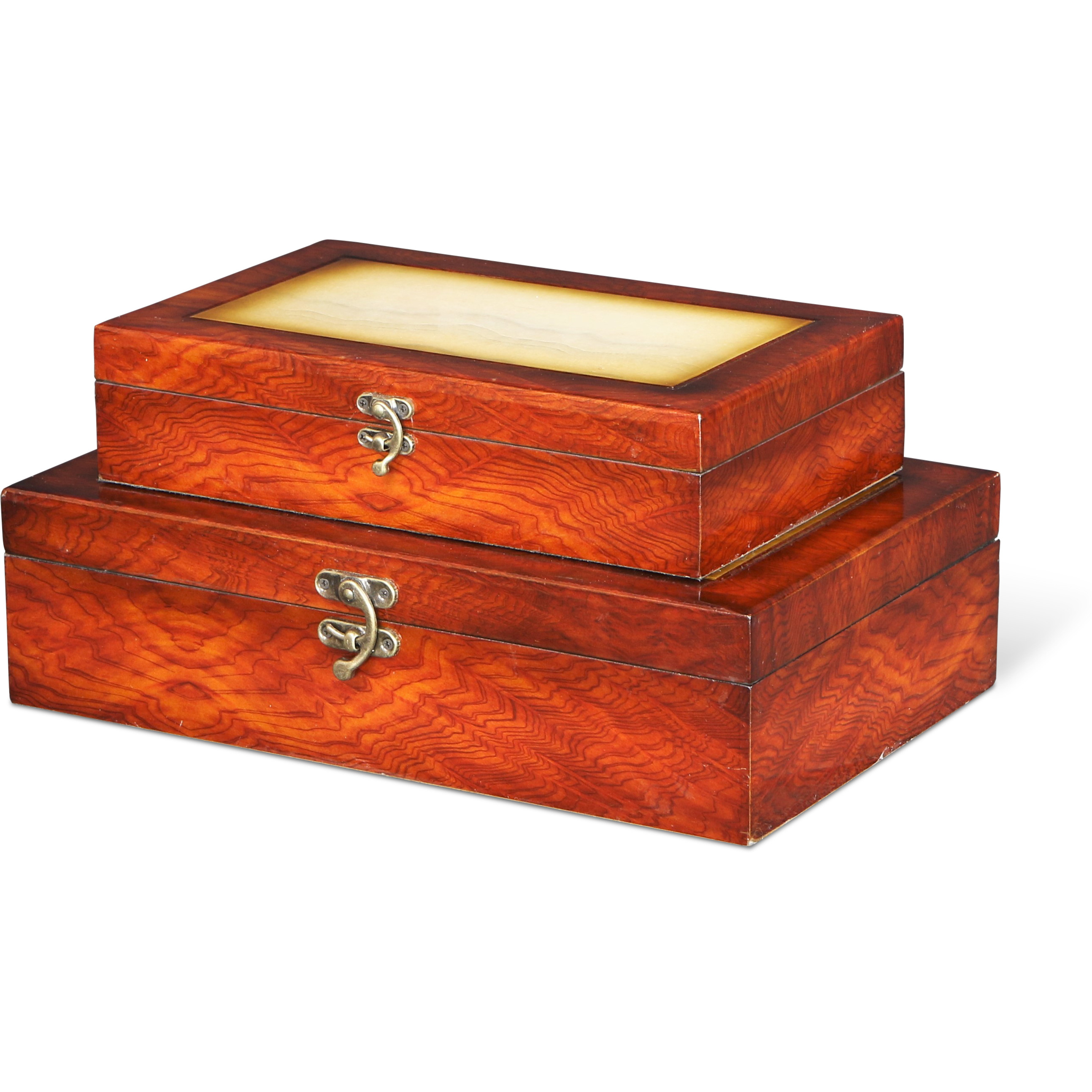 Pencroft Set of 2 Marble Veneered Wood Boxes
