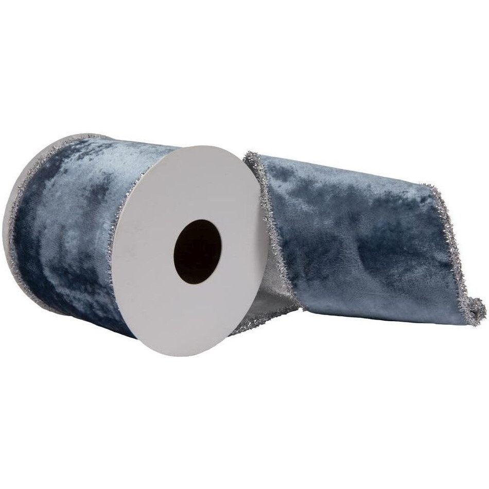 Vickerman 4" x 5 Yards Turquoise Viscose Velvet Double Fused Ribbon.