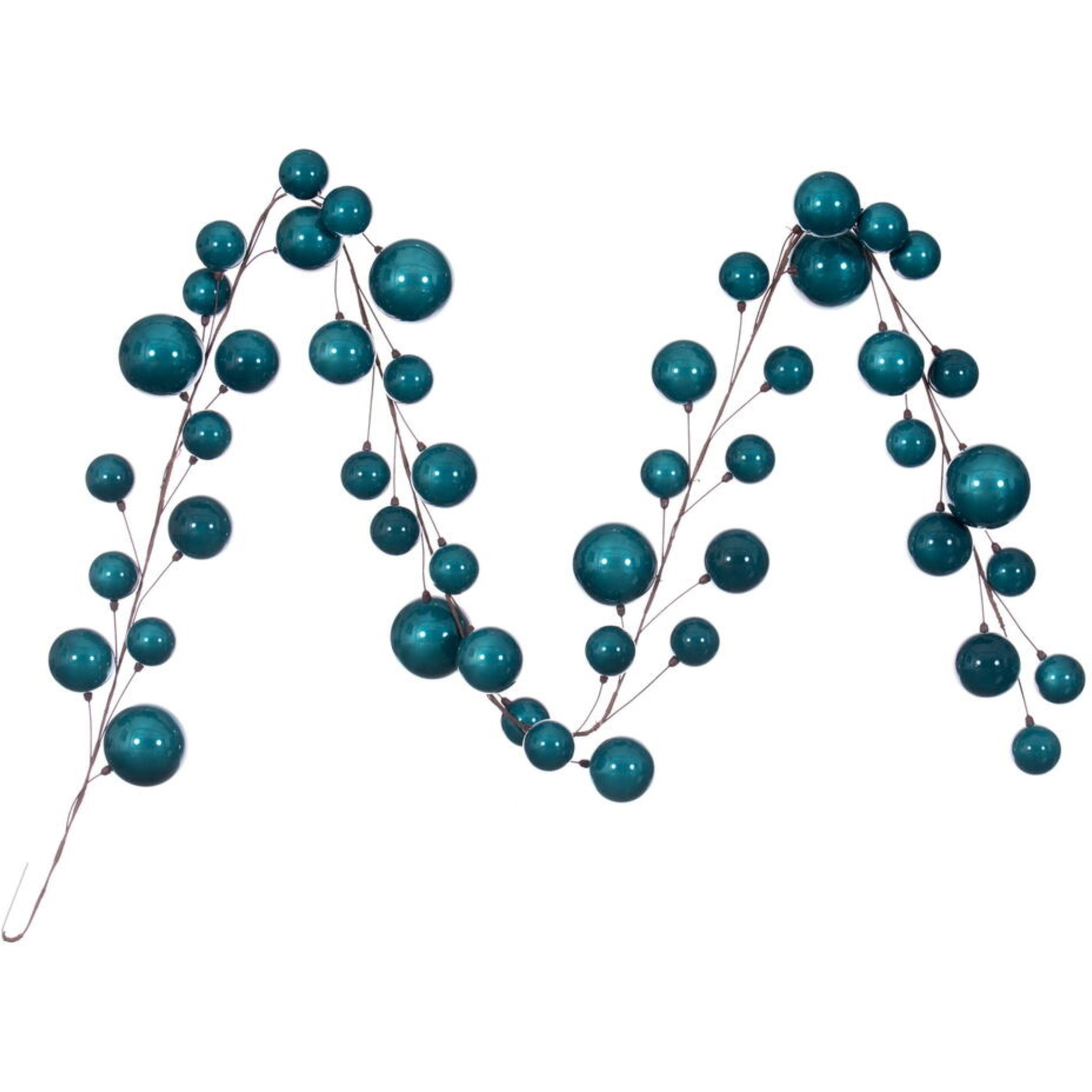 10' Dark Teal Pearl Branch Ball Garland